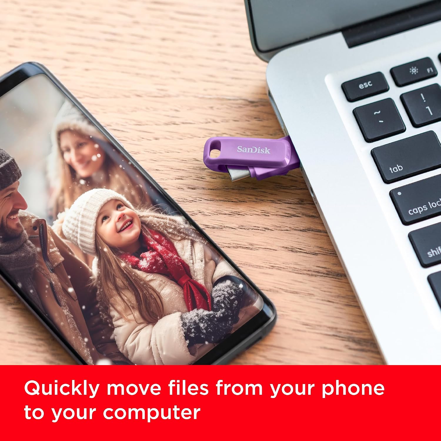 Detalle 2 de SanDisk Ultra Dual Drive Go 1 TB USB‑C & USB‑A Stick (lavendel) – 400 MB/s Lesegeschwindigkeit