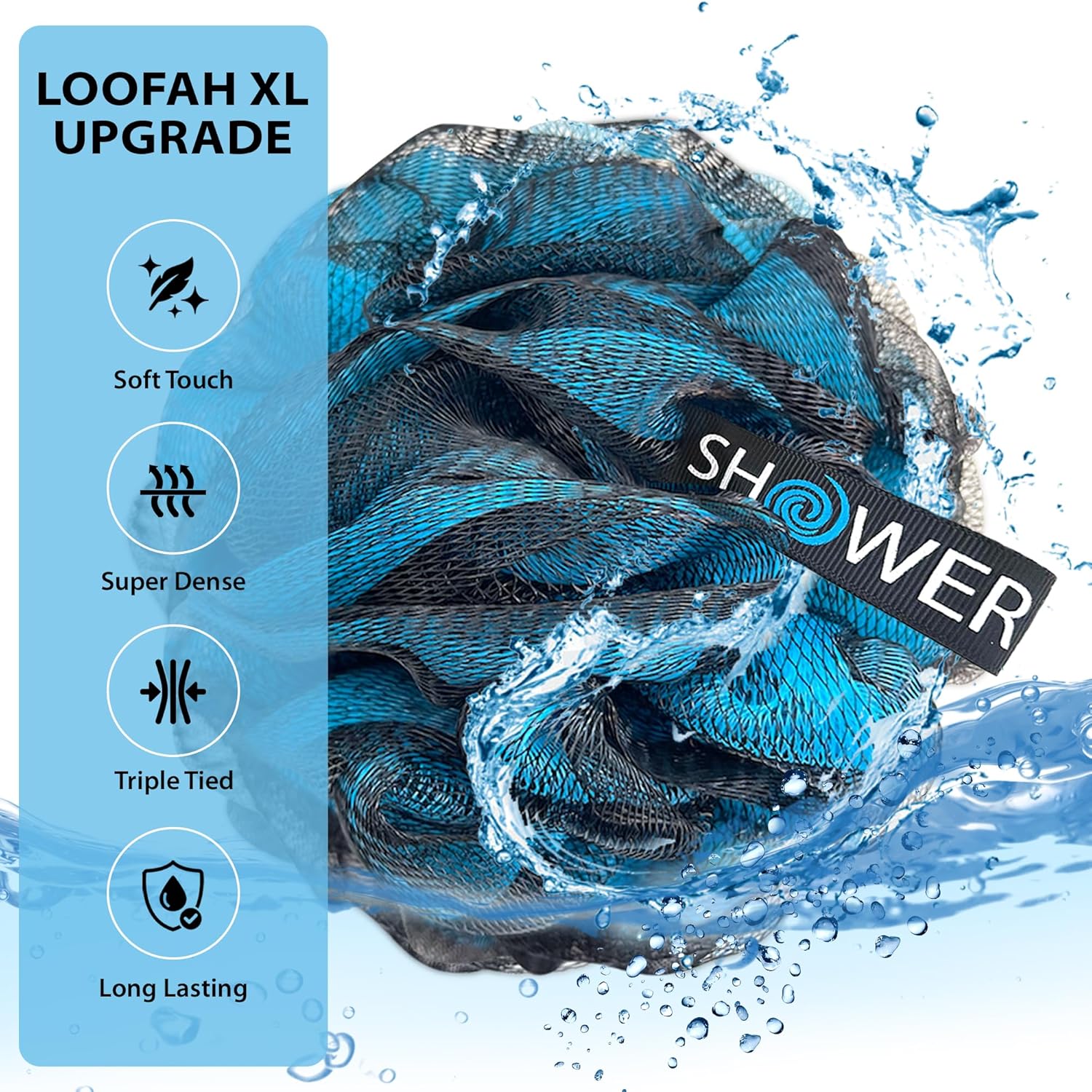 Thumbnail 2 de SHOWER BOUQUET Loofah-Charcoal Bath-Sponge XL 4-Pack