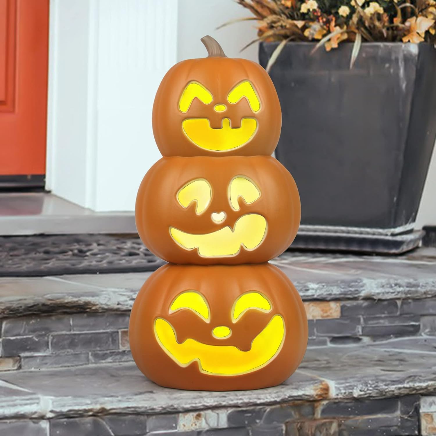 Detalle de DUNCHATY HALL81-SJQ55-JLN-17IN-3TER93 17-Inch Pre-Lit Plastic Pumpkin