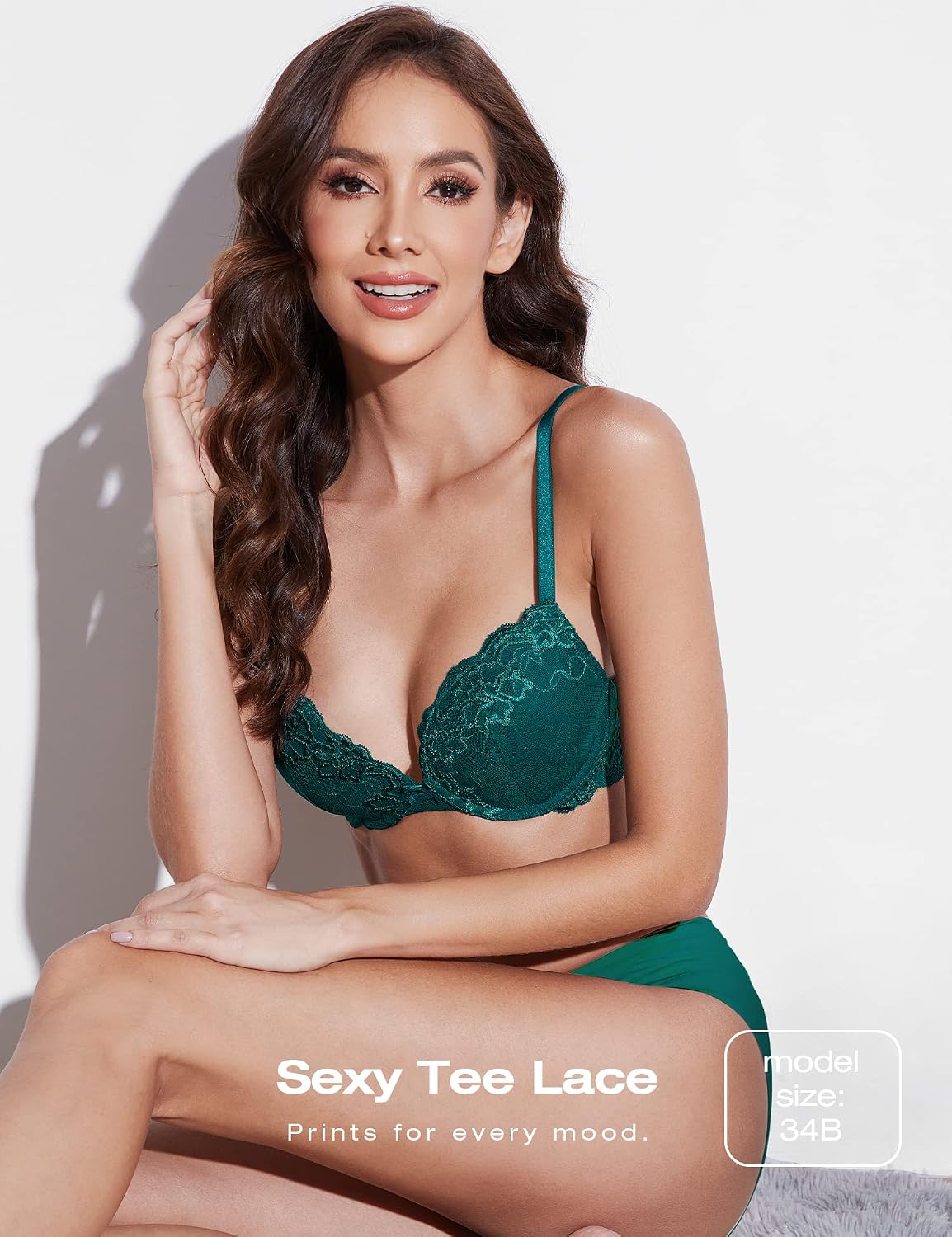 Detalle de Deyllo Women’s Push-Up Lace Bra, Padded Underwire with Lift
