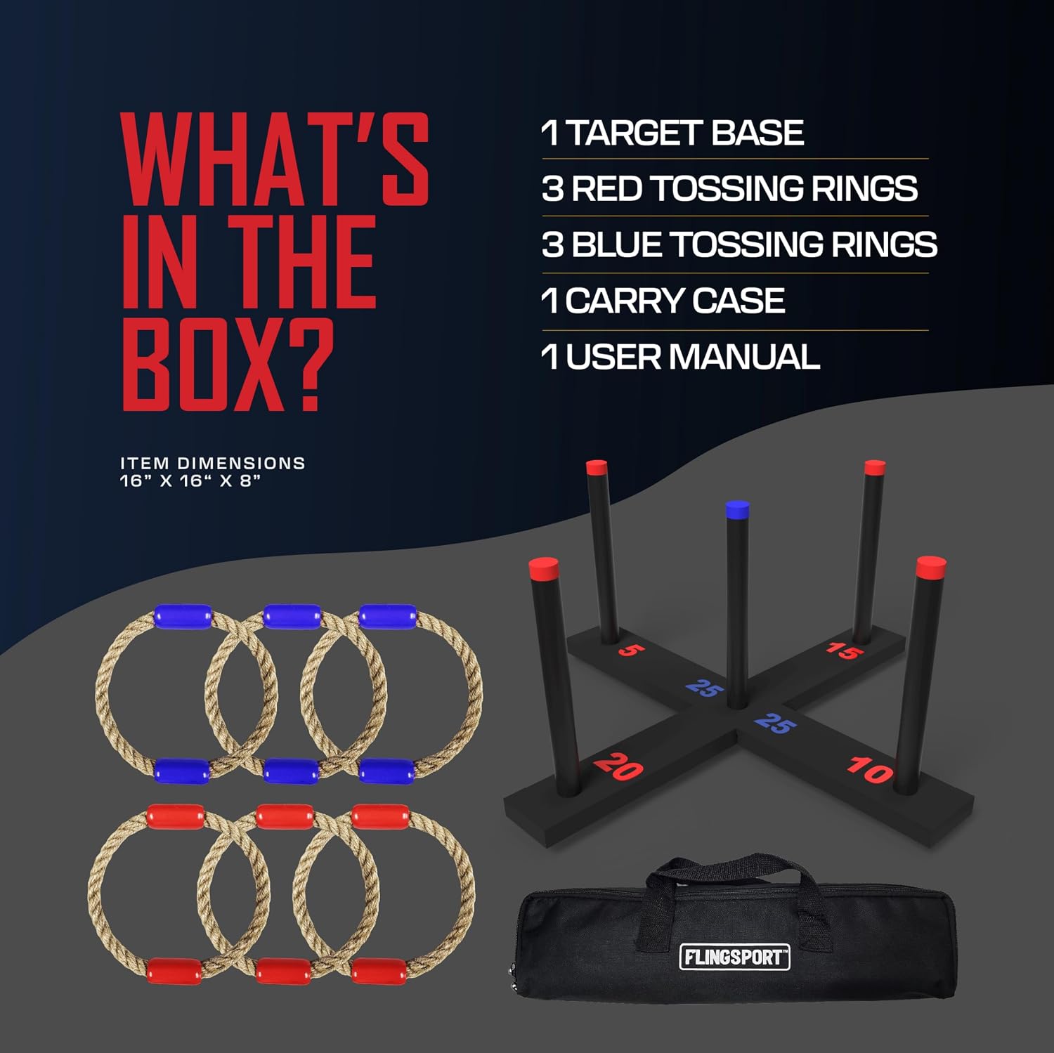 Thumbnail 3 de FLINGSPORT Ring Toss Game with 6 Rings and Case — Outdoor Family Fun