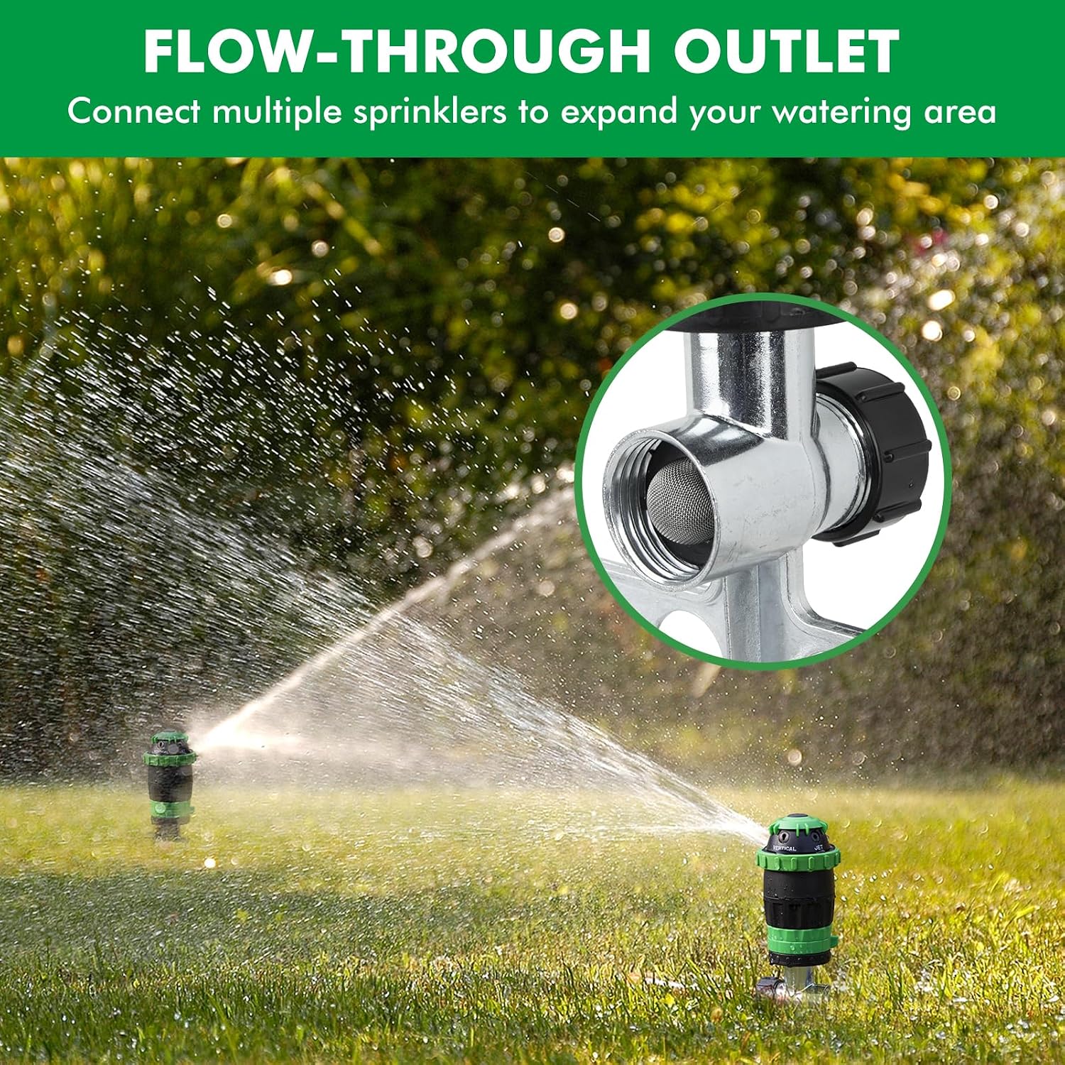 Thumbnail 6 de [2 PACK] RESTMO Gear Drive Sprinkler with Metal Spike Base (5 spray patterns, adjustable coverage)