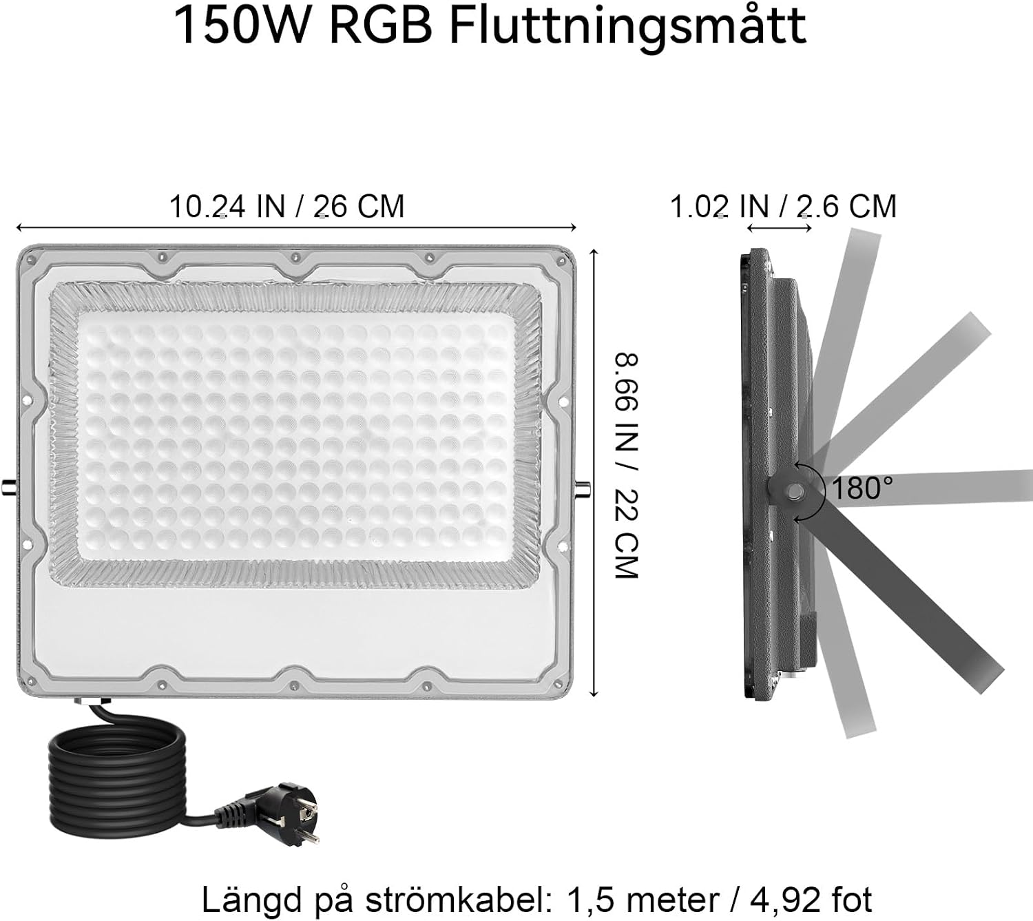 Detalle 2 de MEEKBOS MKB-ZJRGB150 RGB-strålkastare, 2-pack med appstyrning och IP66