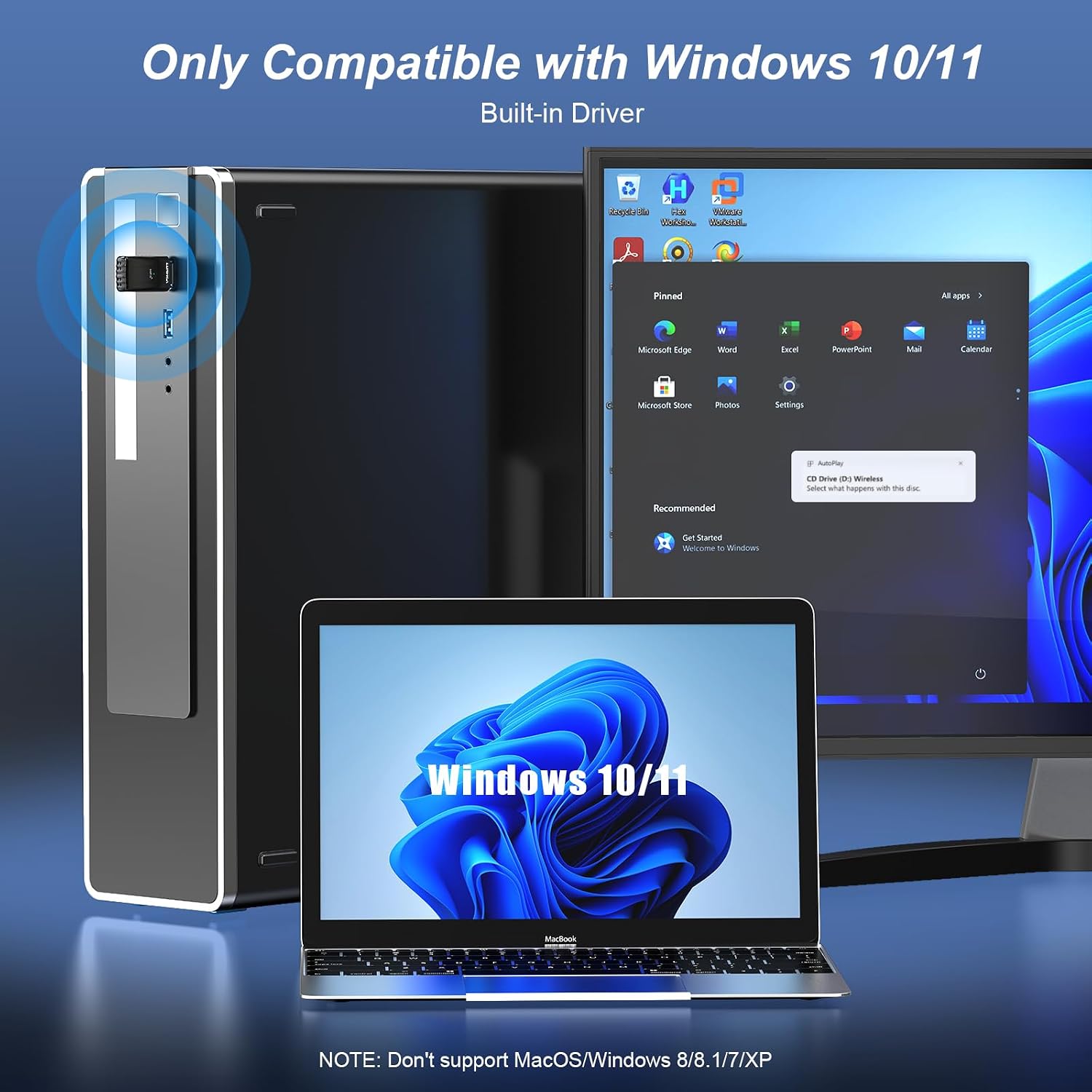 Detalle de COMFAST AX900M 2-in-1 WiFi 6 & Bluetooth 5.3 USB Dongle for PC