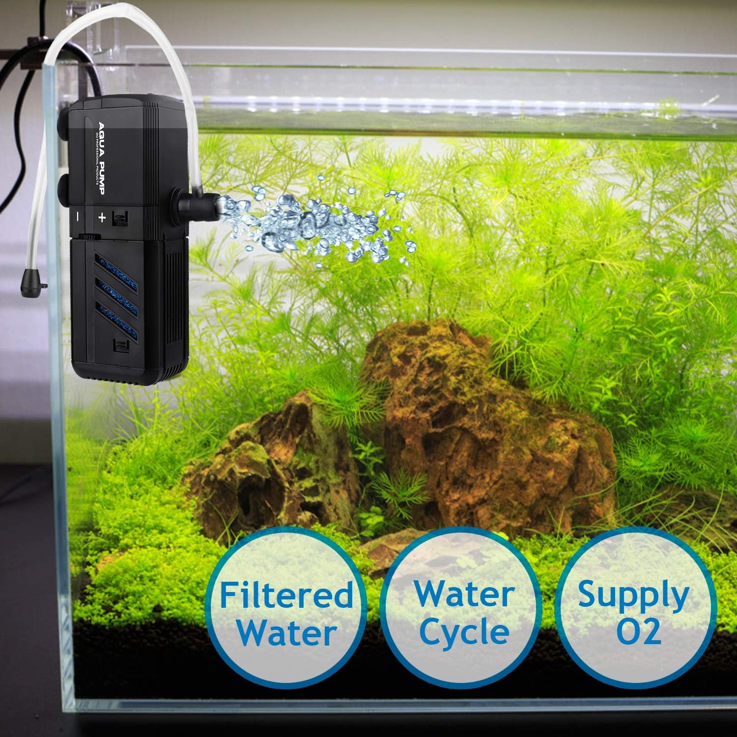 Detalle de NO.17 Filtro Interno Acquario 12W Regolabile con Pompa 1200 L/H per 300-500 L