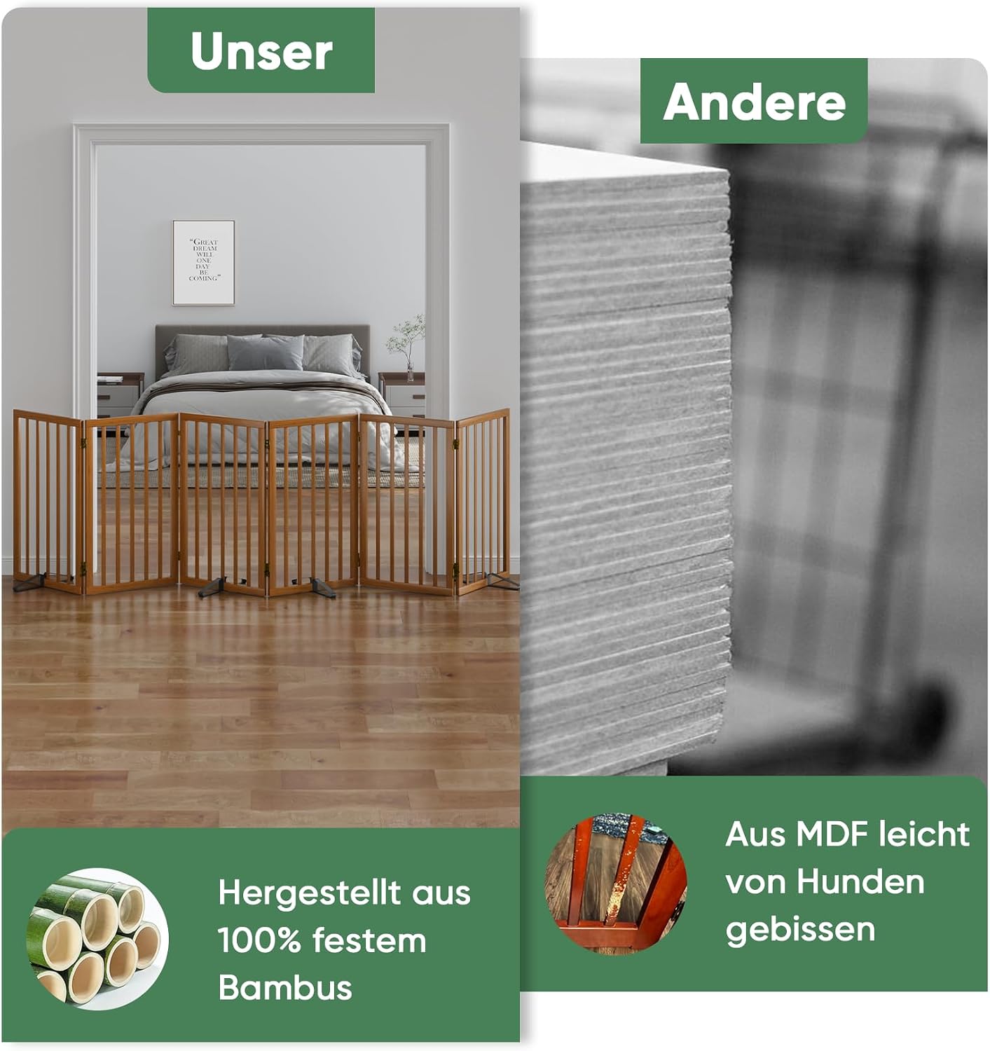 Detalle 2 de Dog Gates for Doorways: Foldable Indoor Gate, Freestanding 6-Panel Walnut