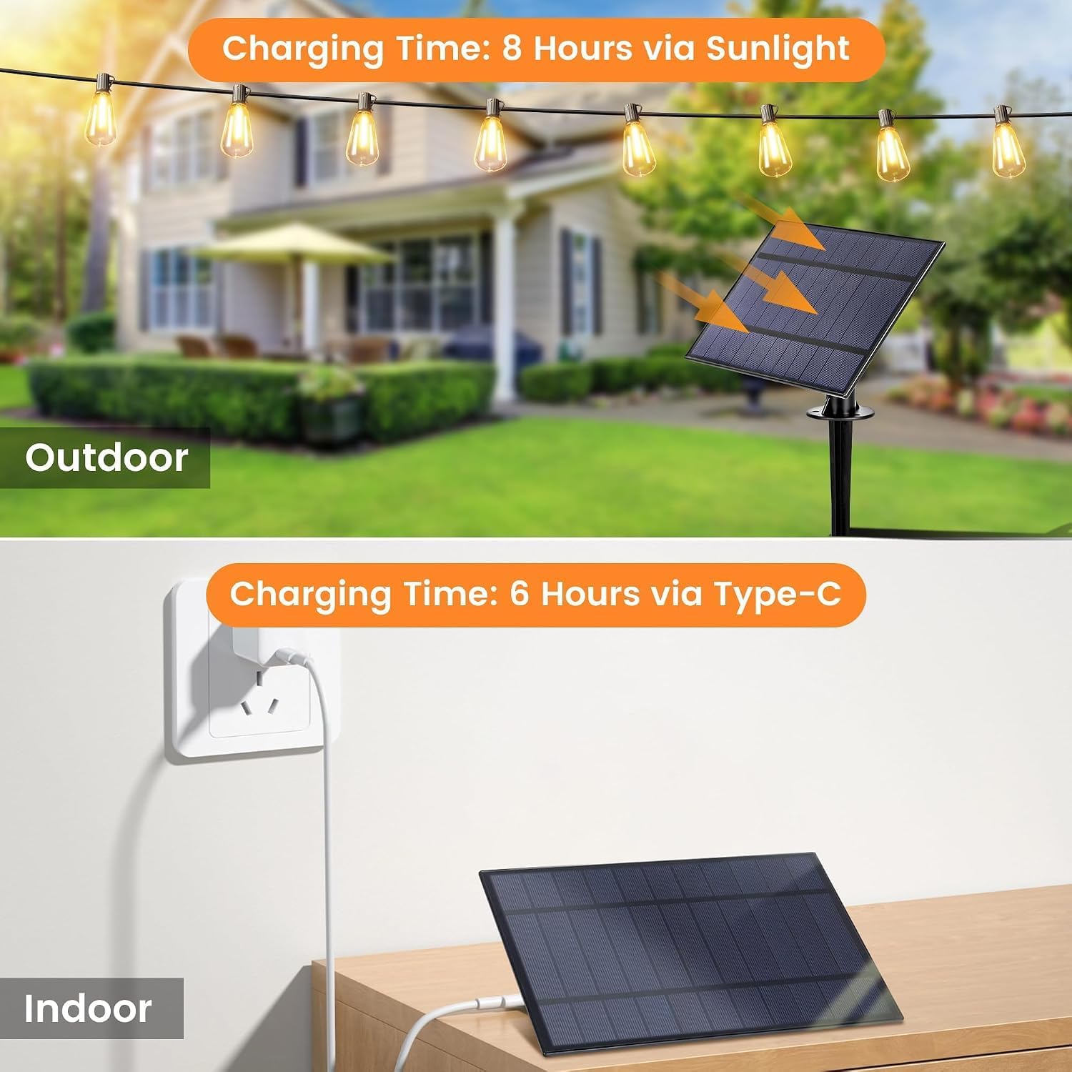 Thumbnail 1 de OHLUX GLS-18J2P-E17-G40- Solar String Lights, 120 ft, 52 ST38 LEDs