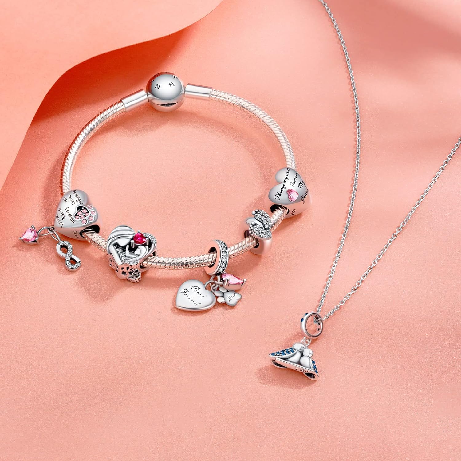 Thumbnail 2 de NINGAN 925 Sterling-Silber Charm „Goldene Liebe“ als Reise-Bead für Armband & Halskette