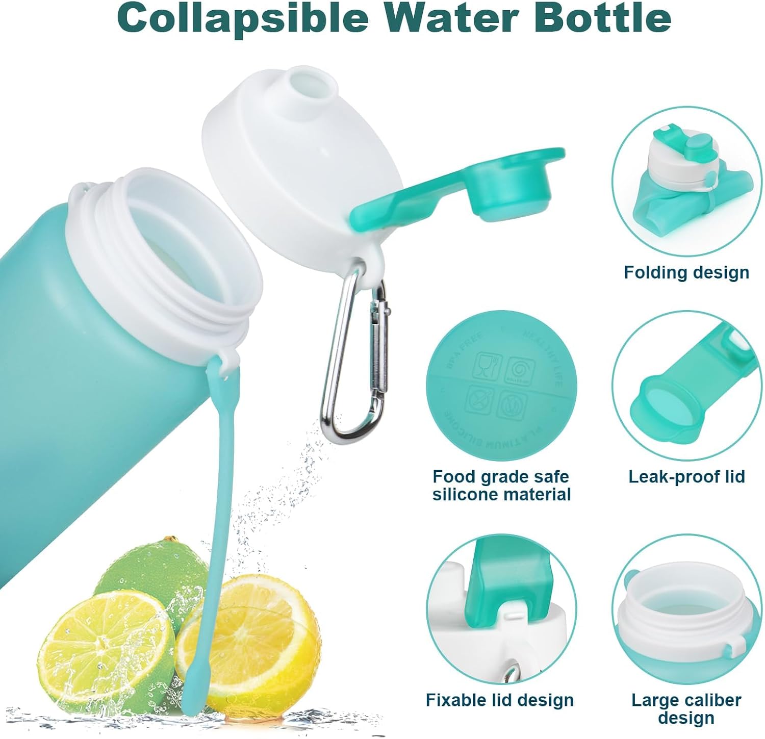 Thumbnail 1 de PLTCAT Model 1 19oz Collapsible Silicone Water Bottle, BPA-Free