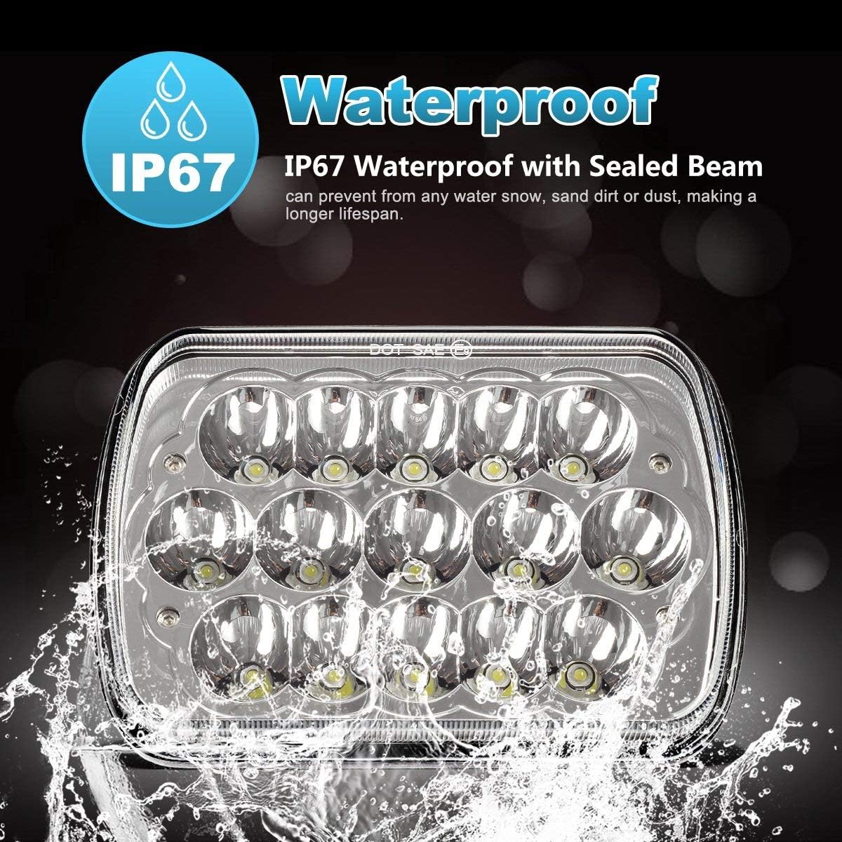 Detalle de Partsam H6054 7x6 LED Headlights 5600 lm High beam