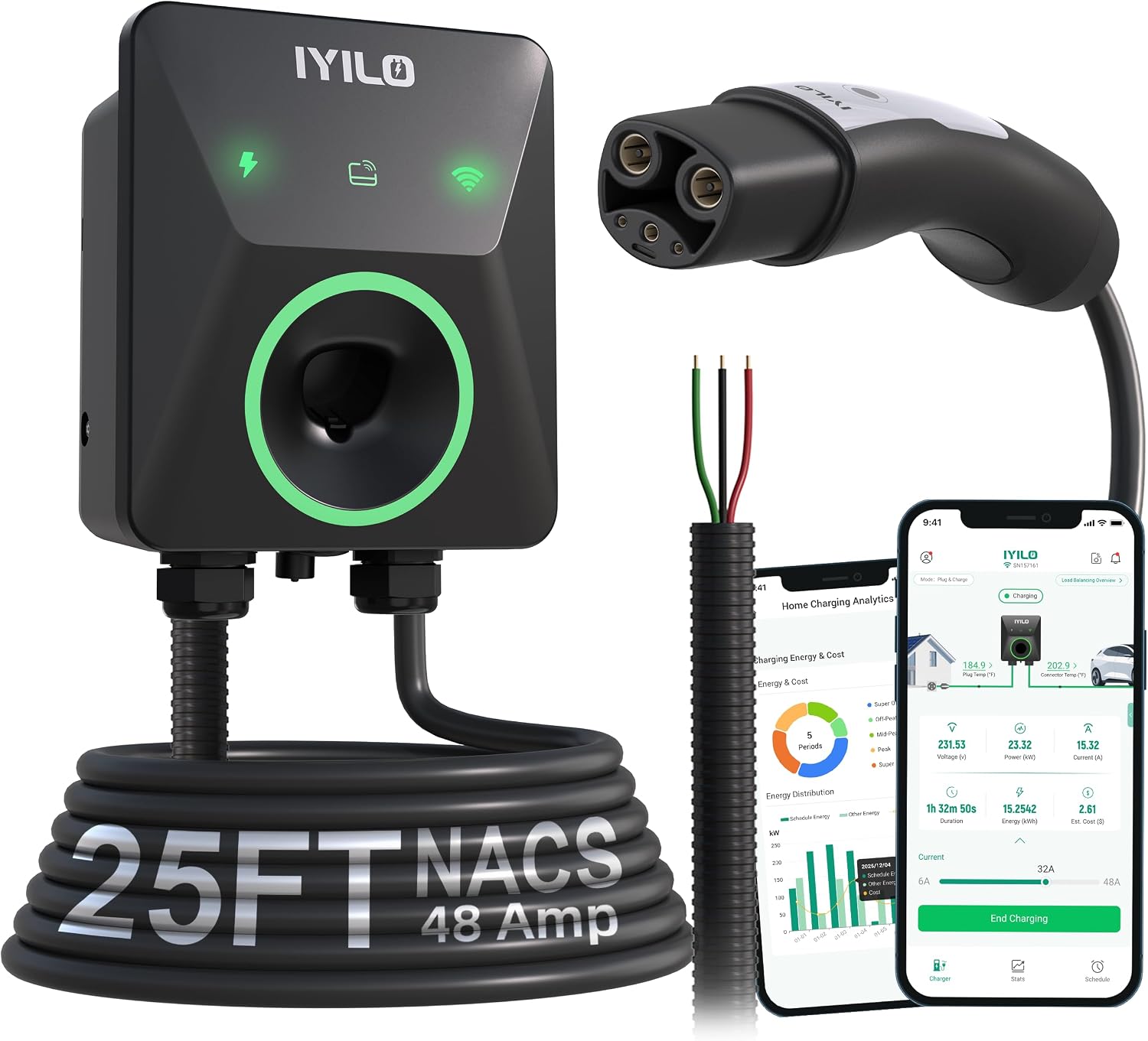 Imagen de IYILO Level 2 EV Charger for Tesla (48A, 11.5kW, 240V) with Power Sharing and WiFi Smart App en OfertitasTOP