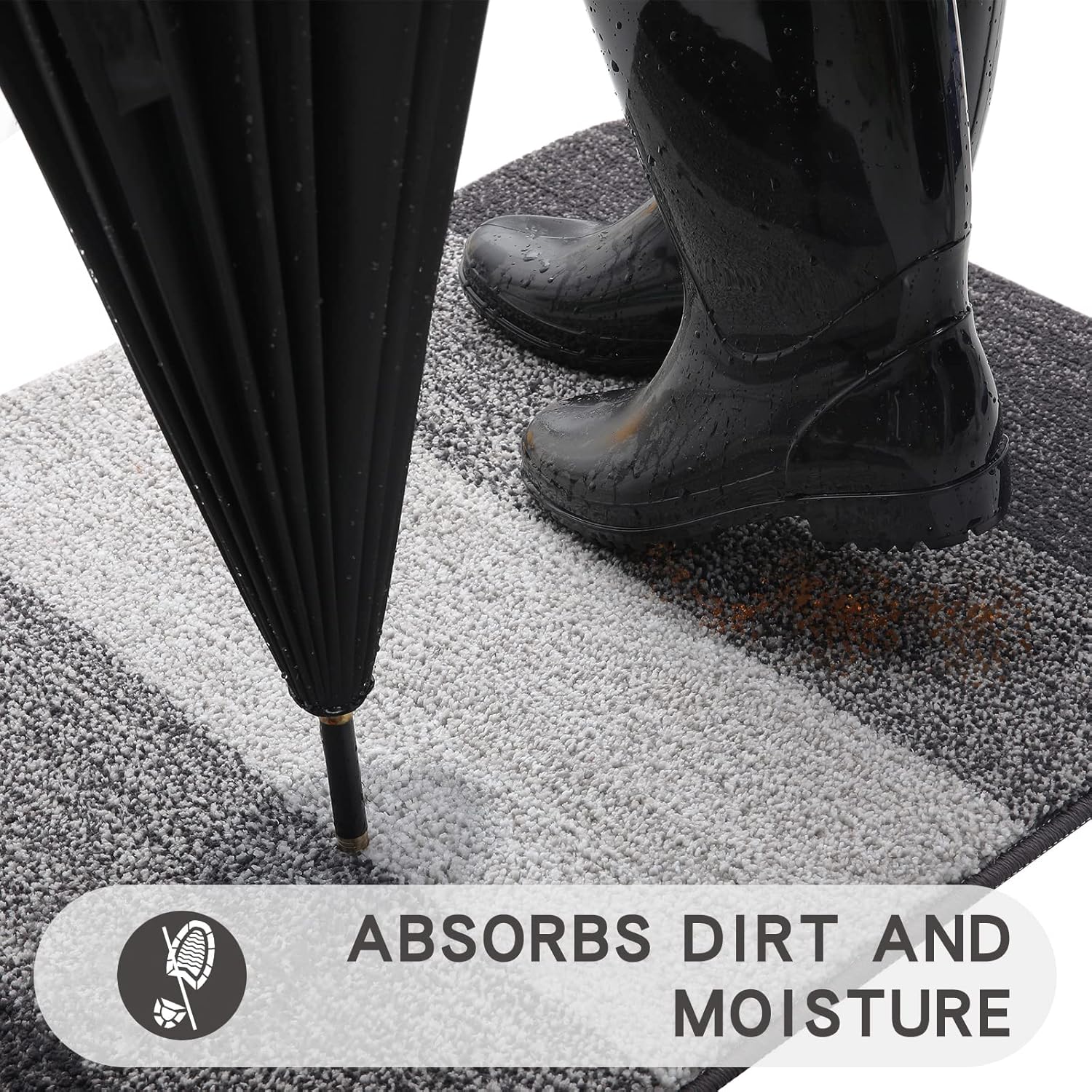 Thumbnail 1 de Kitinjoy Indoor Outdoor Door Mat (32x20) Low-Profile, Non-Slip, Washable Dirt Trapper — Grey