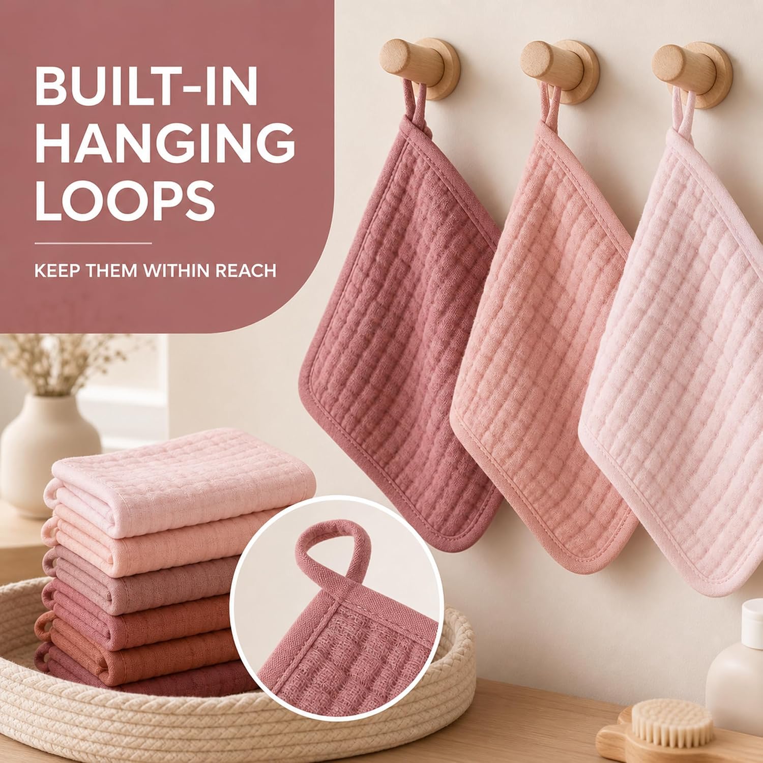 Detalle 2 de SWEET DOLPHIN Baby Muslin Washcloths, 10 x 10 Inches