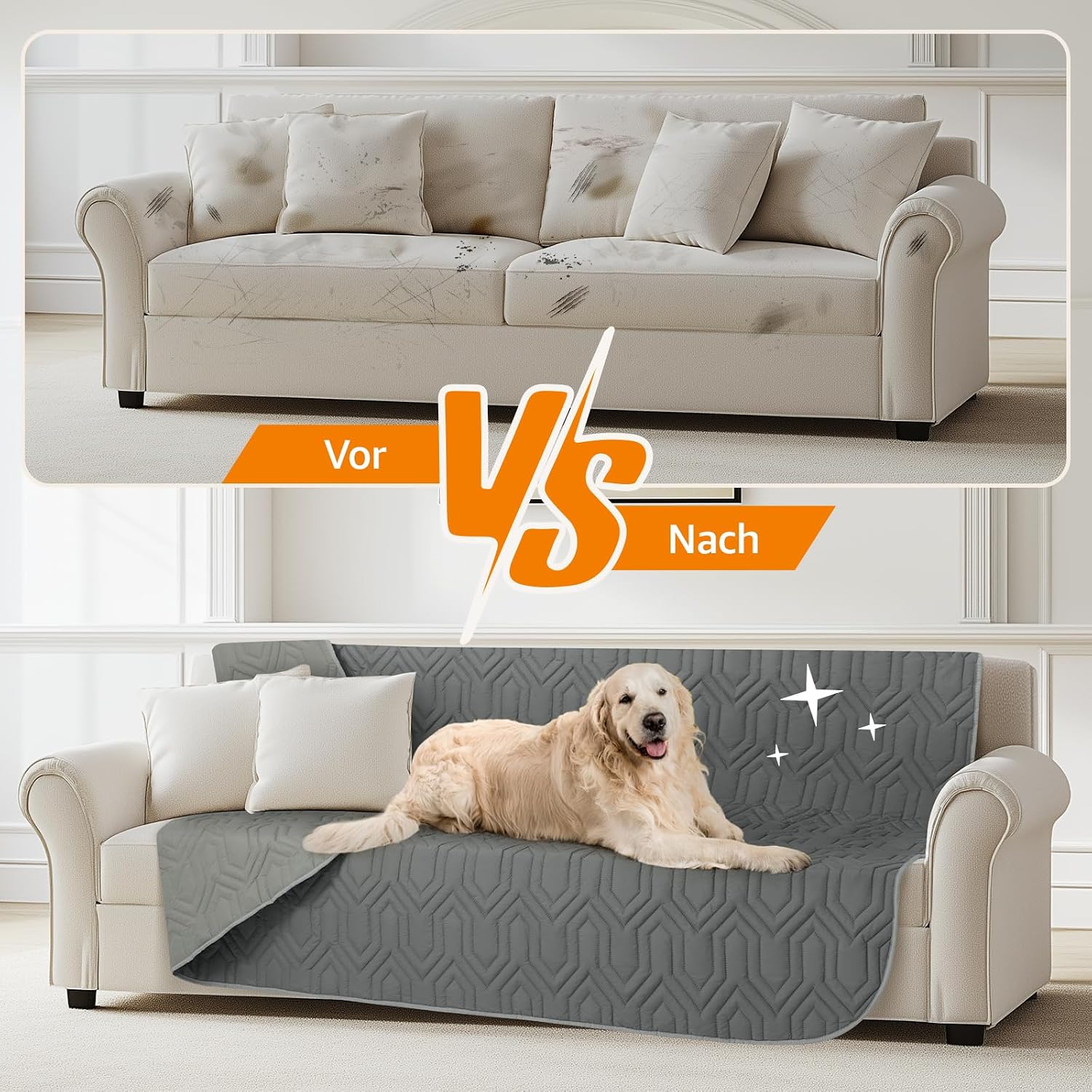 Detalle de PICK FOR LIFE 208x259 cm wasserdichte Hundedecke – beidseitig nutzbar, waschbar, Innen und Außen