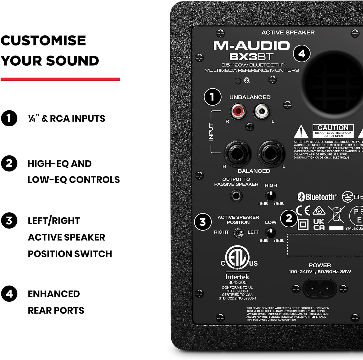 Detalle 2 de M-AUDIO BX3BT 3.5-Inch Bluetooth Studio Monitor Speakers with Kevlar Woofers