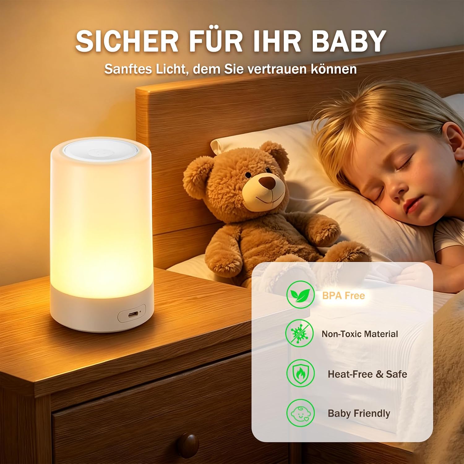 Thumbnail 6 de G Keni LED Nachttischlampe Kinder Touch Control dimmbar nachtlicht Baby akku stilllicht nachtlampe USB Wiederaufladbar Lampe (Warmes Hell) [Energieklasse A]
G Keni LED Nachttischlampe Kinder Touch Control dim…