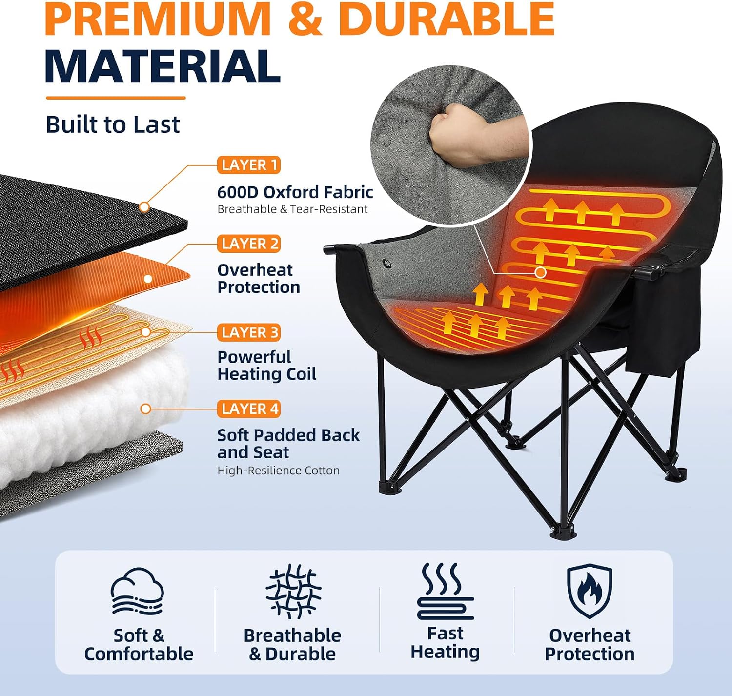 Thumbnail 4 de DasEpic Heated Camping Chair, 500-lb Capacity