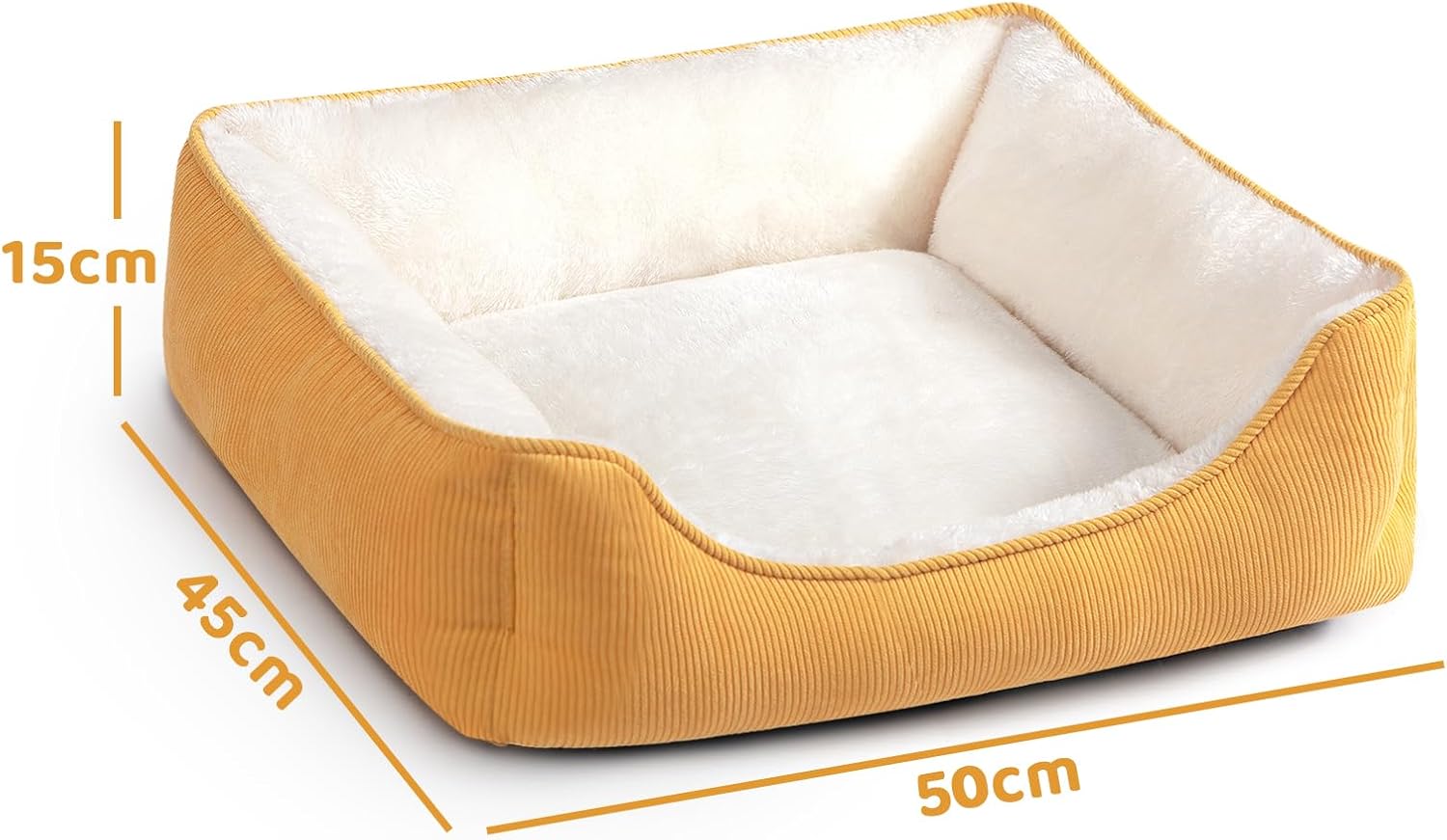 Thumbnail 1 de Hollypet Cat Bed Small Dog Bed for Cats and Puppies – Soft Breathable Cushion, Yellow (50 x 45 x 15 cm)