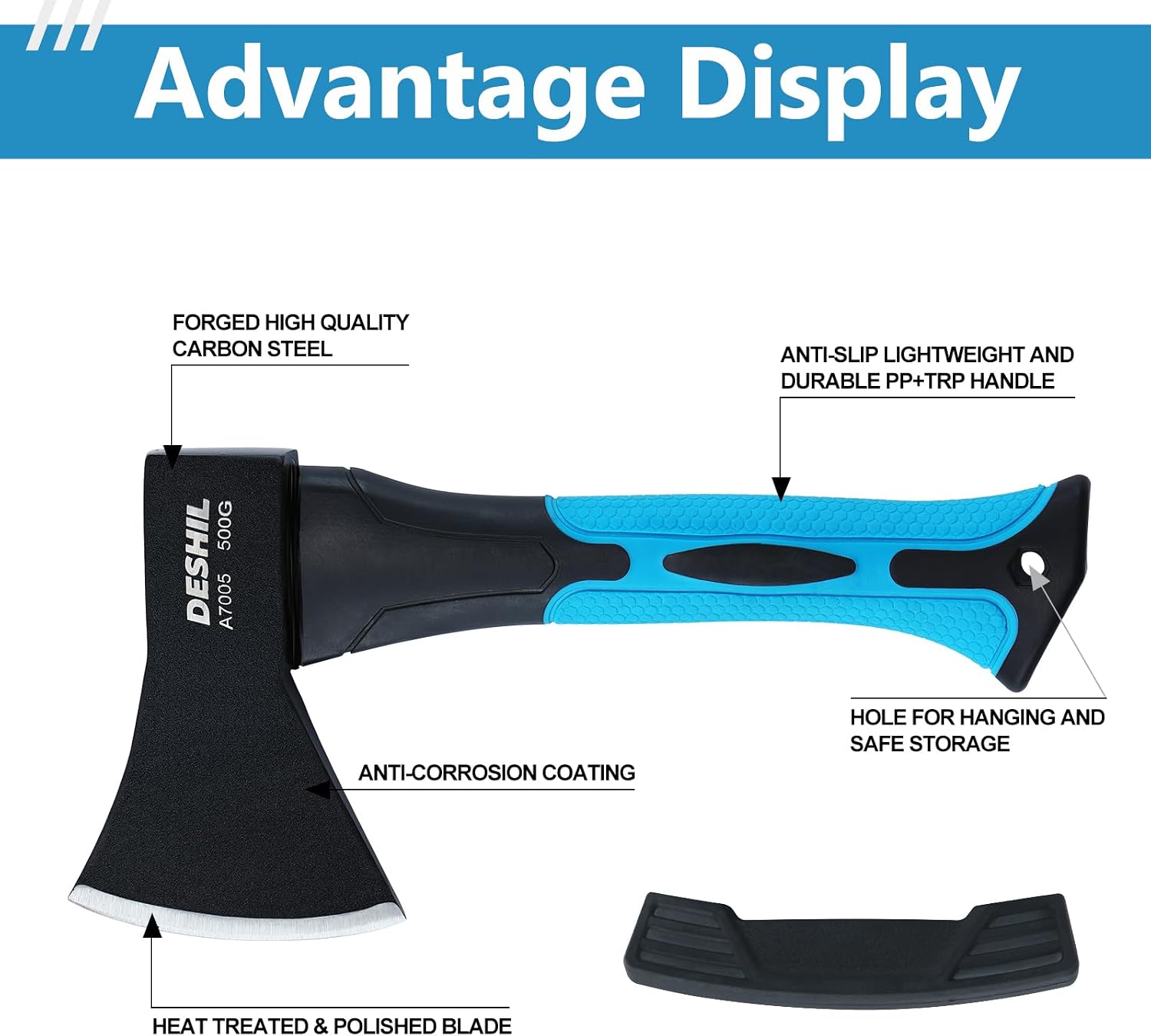 Detalle 2 de DESHIL T09-10IN-L 10-Inch Camping Hatchet, Carbon Steel Head, Fiberglass Handle