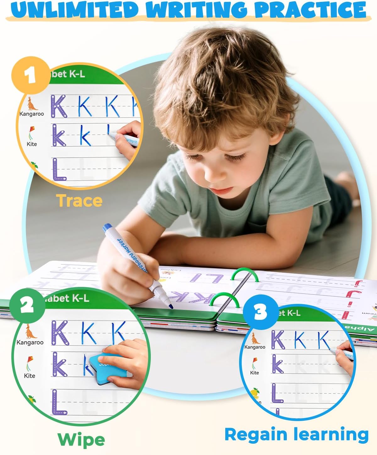 Thumbnail 3 de JUPITEARTH Preschool Tracing Book 54 pages