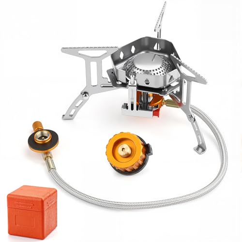 Detalle de Awroutdoor Gas Campingkocher 3500W – kompakter Gaskocher mit Piezozündung und winddichtem Design