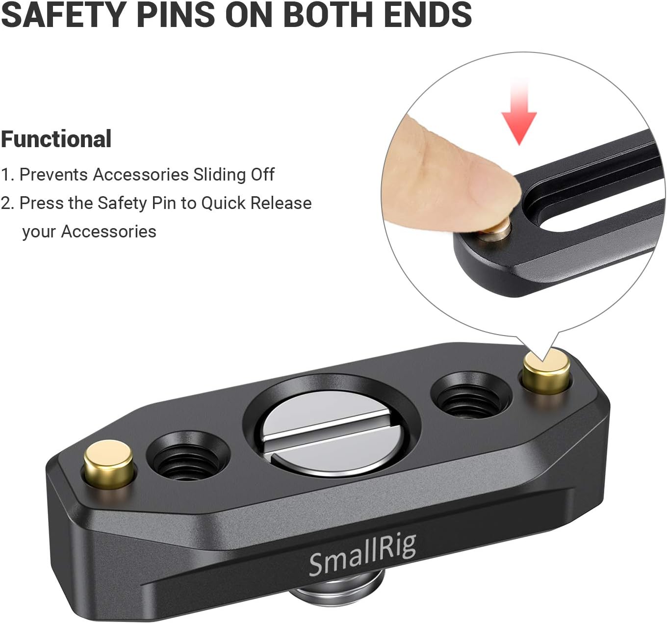 Detalle de SmallRig NATO Rail 2521B avec vis de positionnement ARRI 48 mm