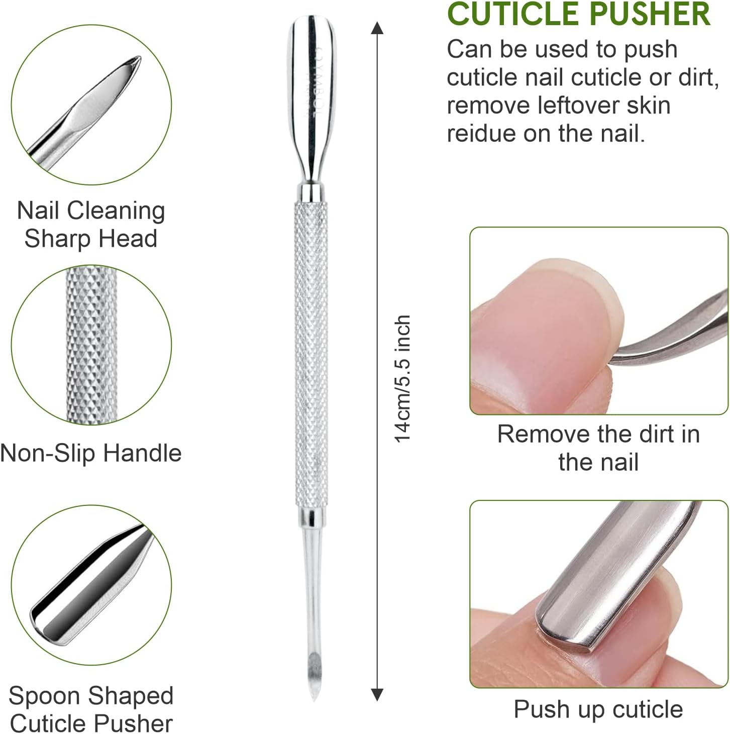 Detalle de Cuticle Nippers Set – Professional Cuticle Remover & Cuticle Pusher Kit by SYMBOL LONDON