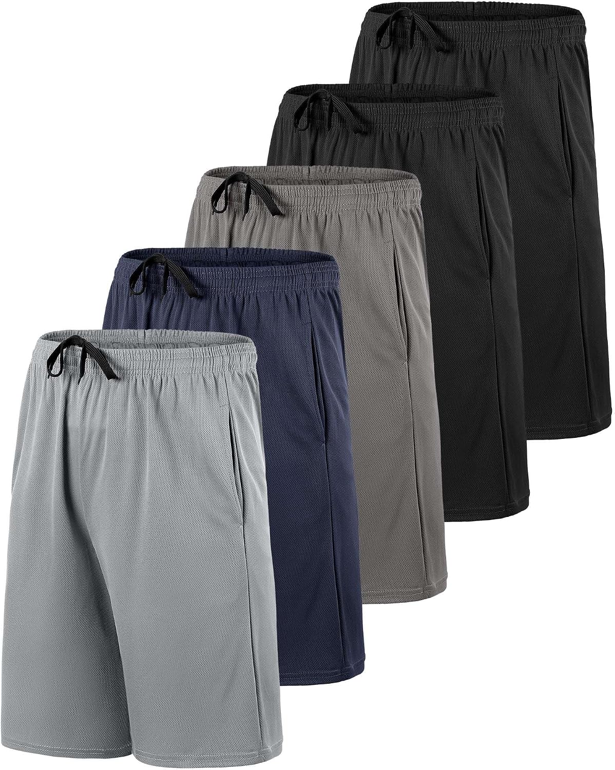 Thumbnail 6 de Real Essentials 5 Pack Boys' Mesh Basketball Athletic Shorts with Pockets