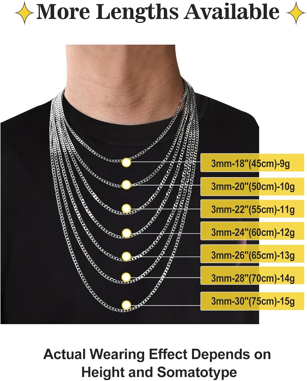 Thumbnail 5 de Inscca Halskette Herren Silber Edelstahl Kubanische Kette – 316L, 45–75 cm