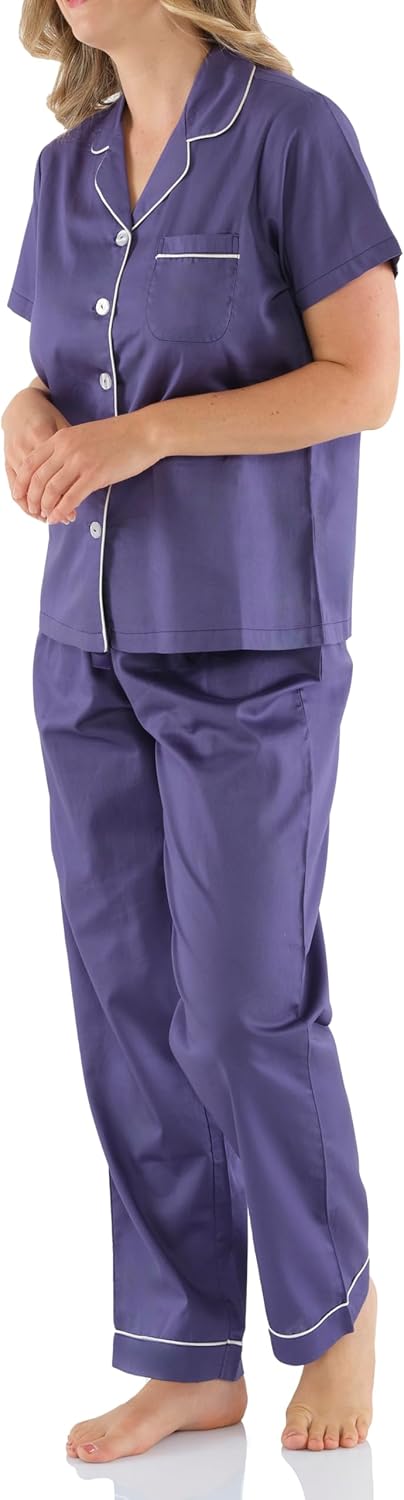 Thumbnail 3 de Magnolia Lounge Pyjama Damen – Schlafanzug aus 100% Baumwolle-Satin, atmungsaktiv und OEKO-TEX zertifiziert