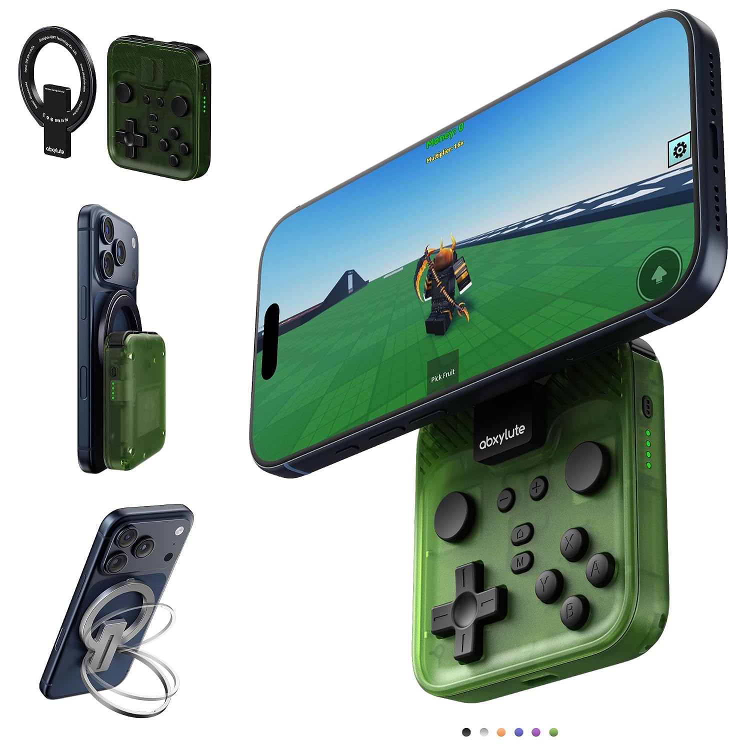 Detalle de abxylute M4 Snap-On Mobile Gaming Controller – kompakter Retro-Gamepad mit MagSafe, Turbo-Joystick & Ständer