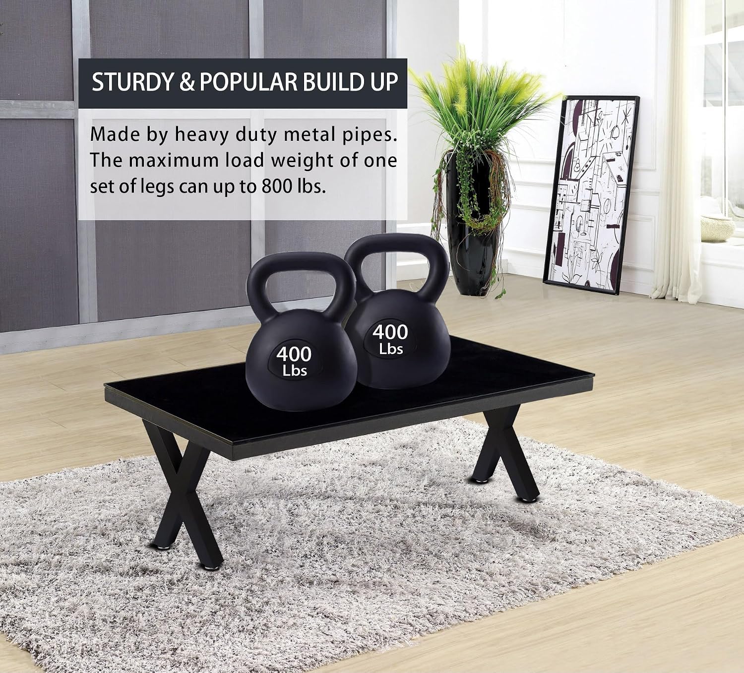 Detalle de Taelakeni X-Shaped Metal Bench Legs, 16 Inch