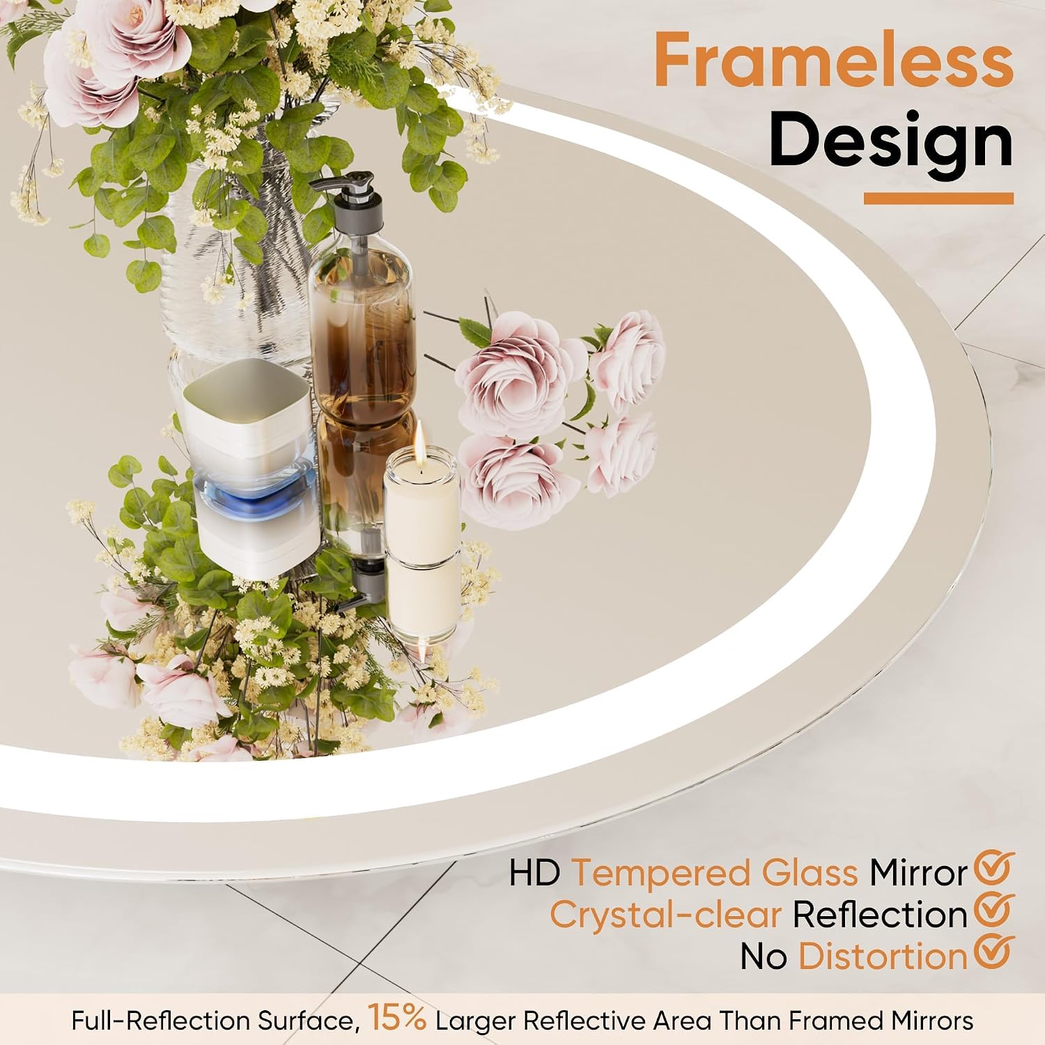 Detalle 2 de Oval LED Bathroom Vanity Mirror, 24"x36