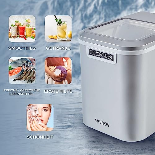 Detalle de Arebos Eiswürfelmaschine – Selbstreinigend, leise & flexibel: Große Eiswürfel, 12 kg/24 h