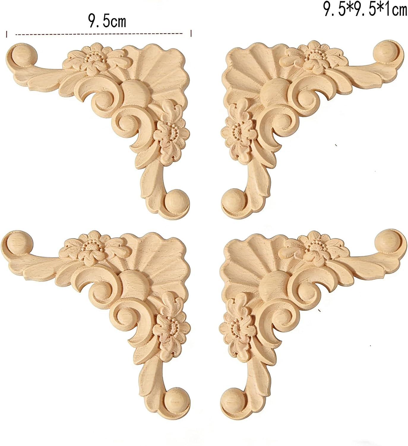 Detalle 2 de Unpainted Wood Furniture Appliques, 9.5 x 9.5 cm