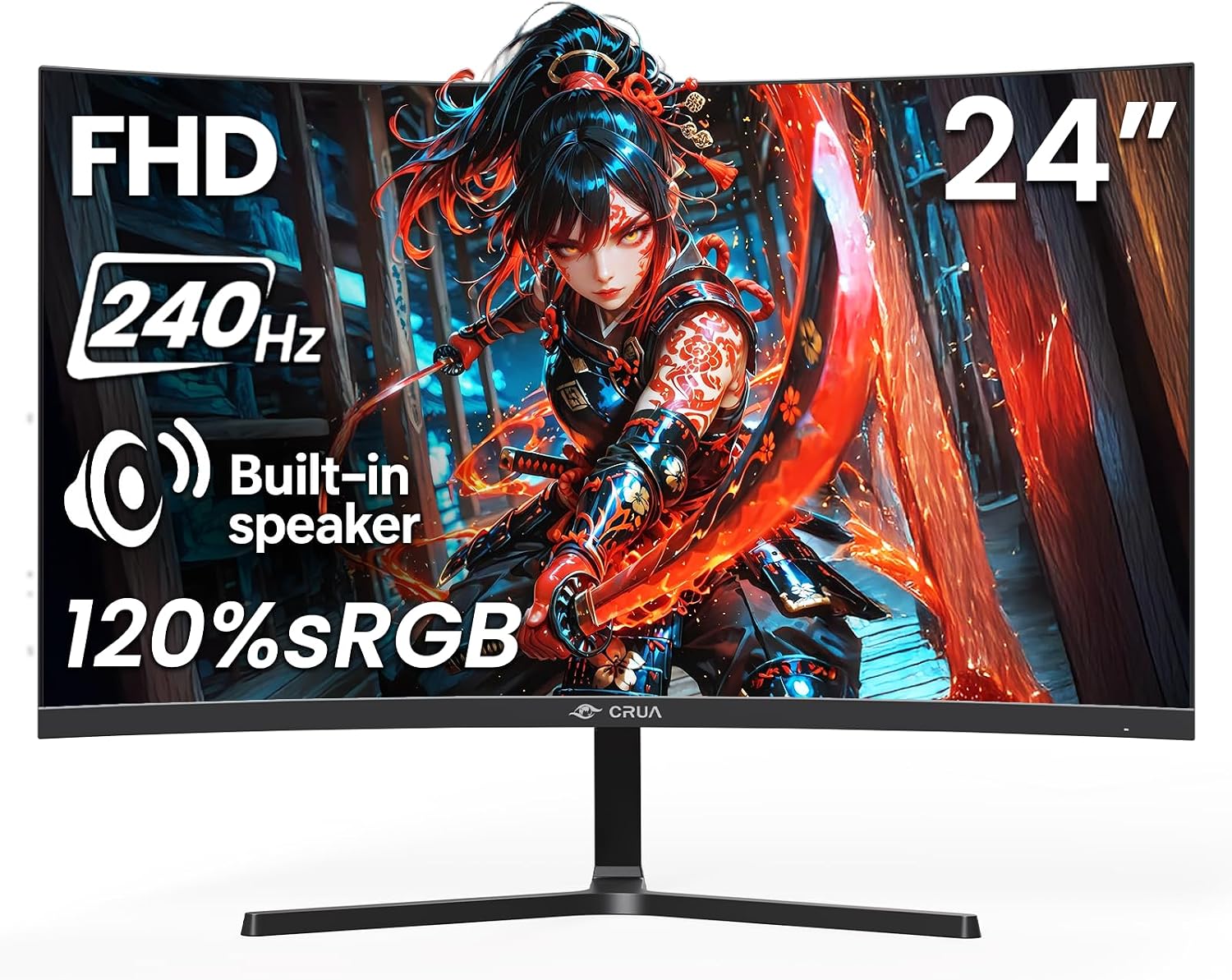 Detalle de CRUA 24” 240Hz Curved FHD Gaming Monitor