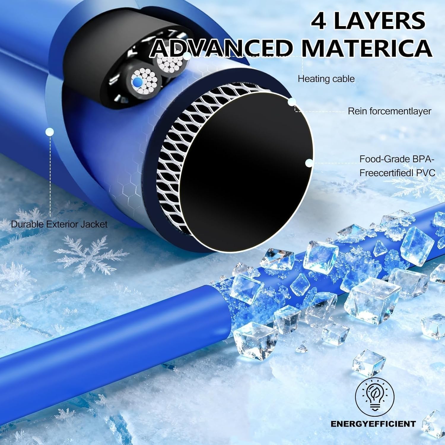 Detalle de JDZKOMKE 30FT Heated RV Water Hose, Lead-Free with PVC and Brass Fittings