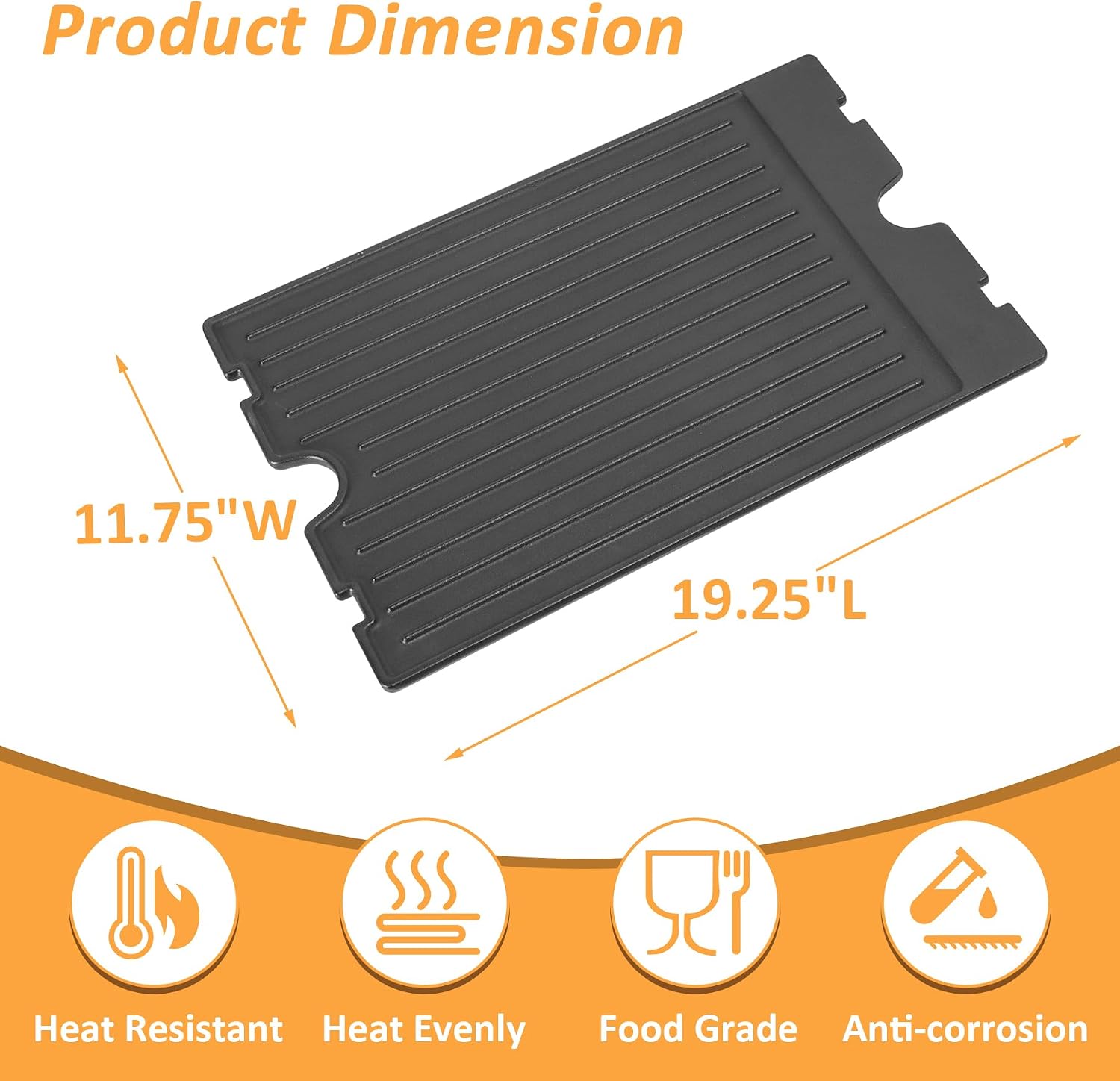 Detalle 2 de SafBbcue Smooth +Ridged Surface Reversible Cast-Iron Griddle, 11239 Replacement