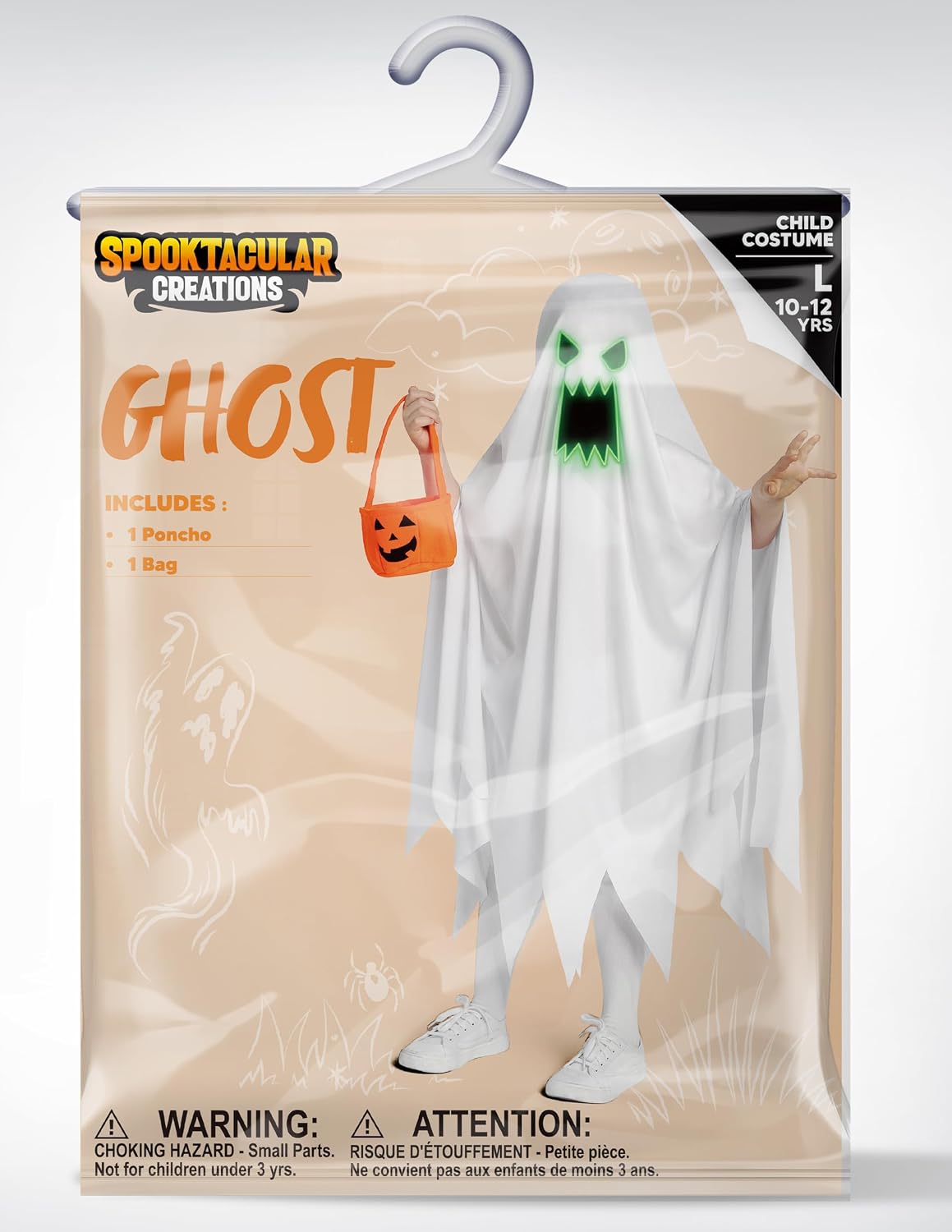 Detalle de Spooktacular Creations Kids’ Ghost Costume with Pumpkin Basket
