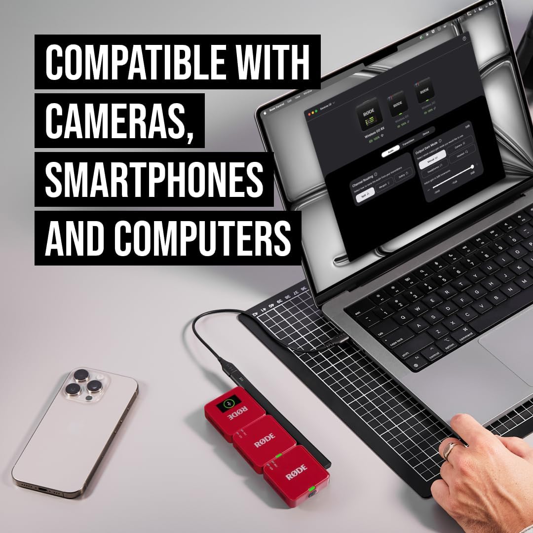 Thumbnail 2 de RØDE Wireless GO Gen 3 (Red): Compact wireless mic system with 32-bit onboard recording