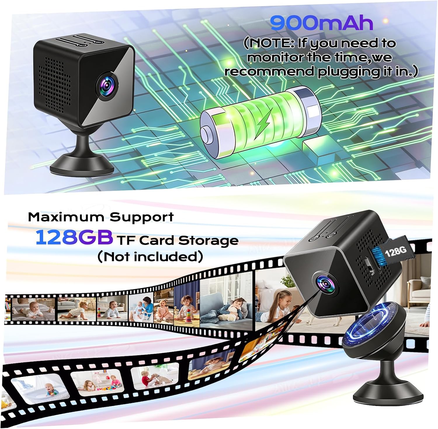 Thumbnail 5 de UTOPYANG Mini Spy Hidden Camera with 1080P: 150° Wide View, AI Motion Detection & 24/7 Night Vision