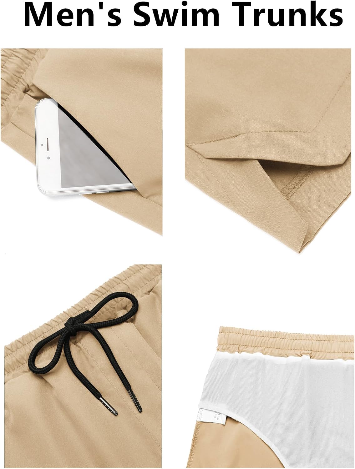 Detalle 1 de COOFANDY Men's Quick-Dry Swim Trunks, 5-Inch Lightweight Board Shorts with Pockets