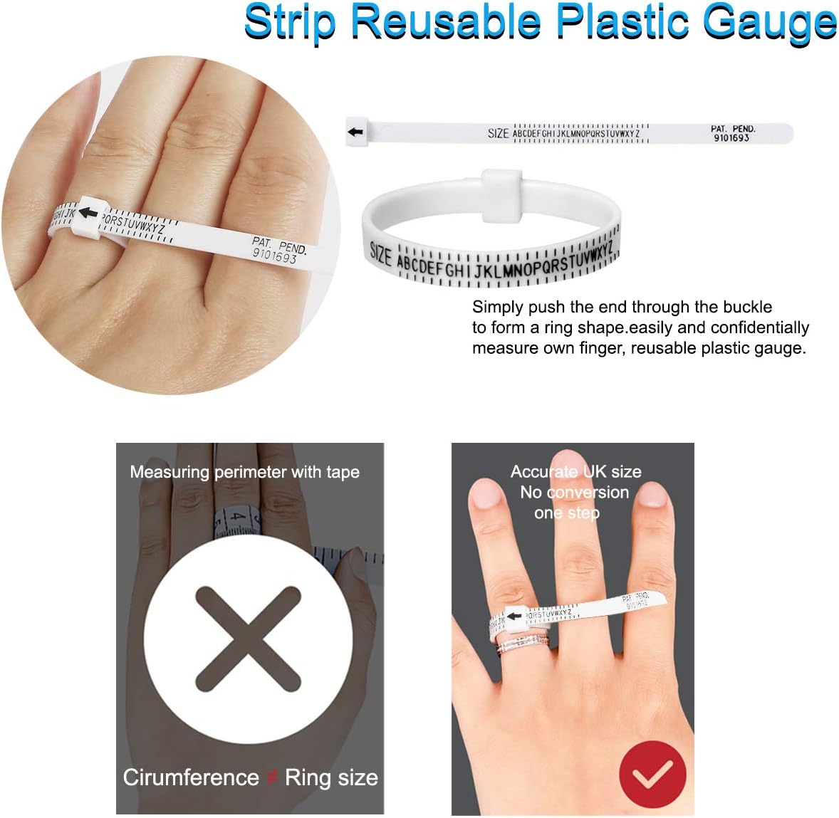Detalle de DoGeek Ring Sizer Measurement Scales Tools for Measuring Ring Diameters (UK sizes A–Z)