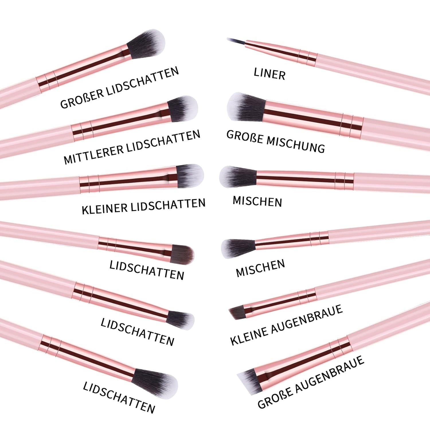 Thumbnail 1 de MSQ Augen Make-up Pinsel Set (12-teilig) – Lidschatten-, Eyeliner- & Verblendpinsel zum Auftragen und Verblenden