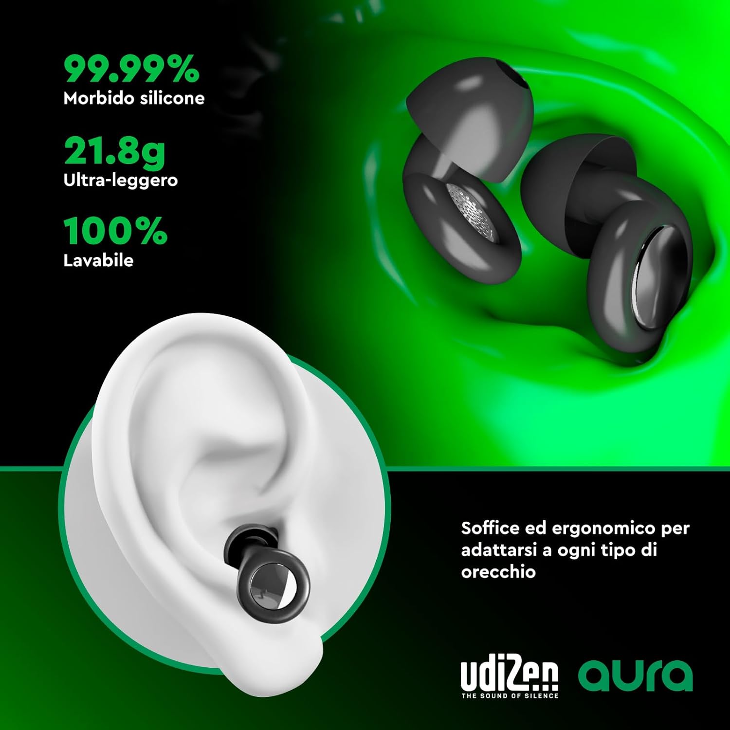 Thumbnail 4 de Tappi antirumore UdiZen -27dB Aura neri