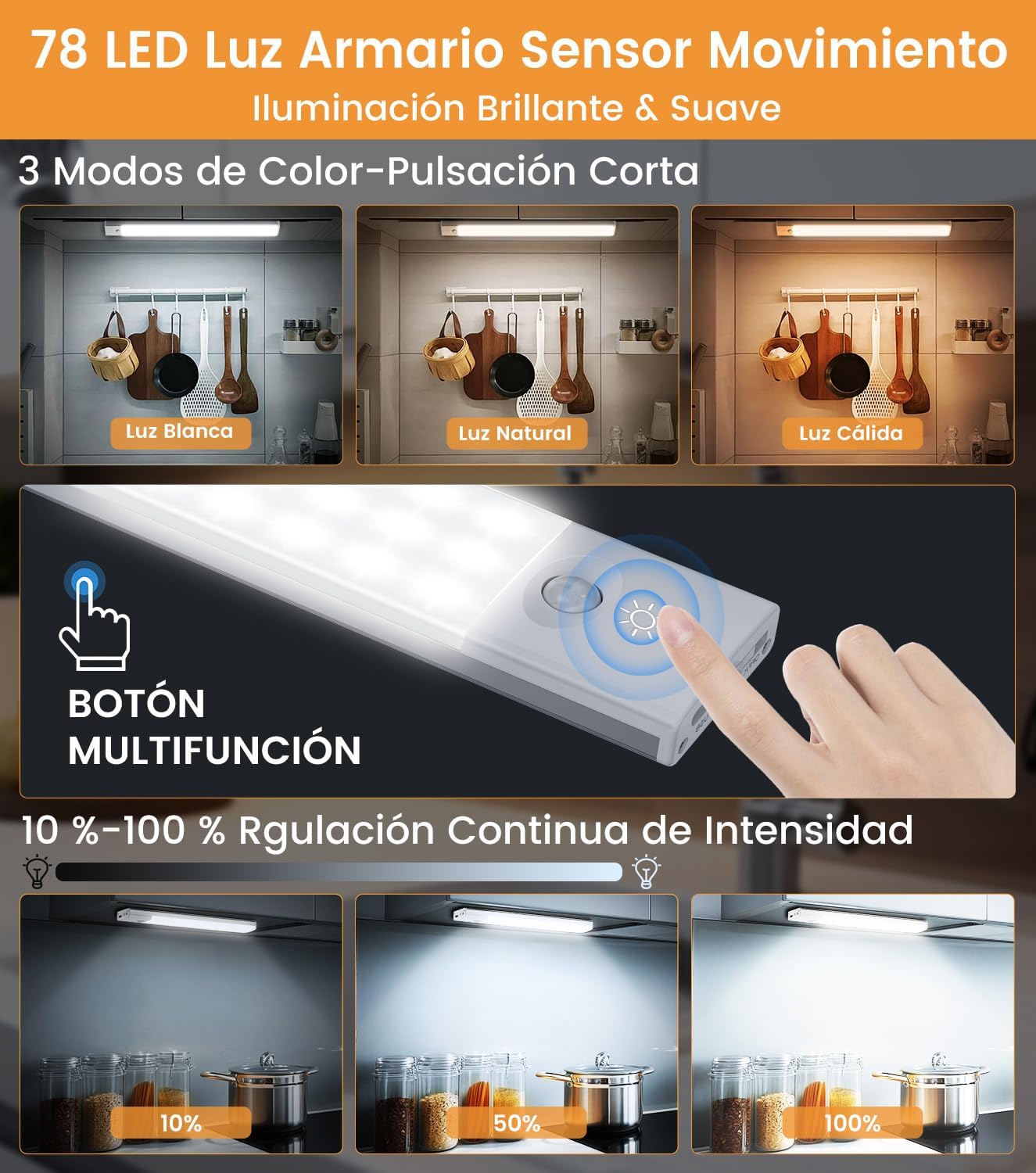 Thumbnail 2 de YOOKESEN Luz LED con Sensor de Movimiento 78 LEDs, Recargable🔦 2 Piezas