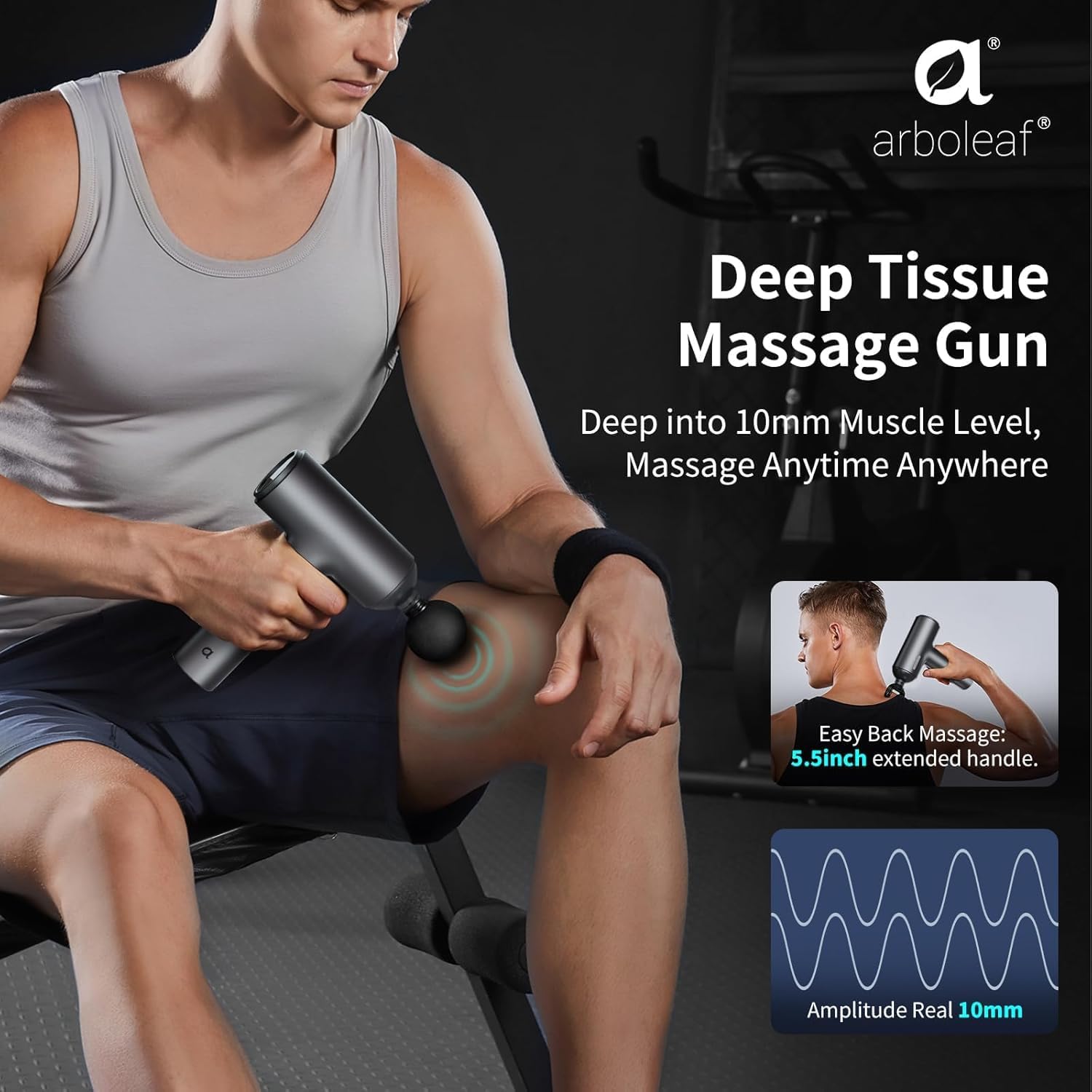 Detalle 2 de arboleaf Massage Gun Deep Tissue (6 Speeds) with Case and Type-C Charging