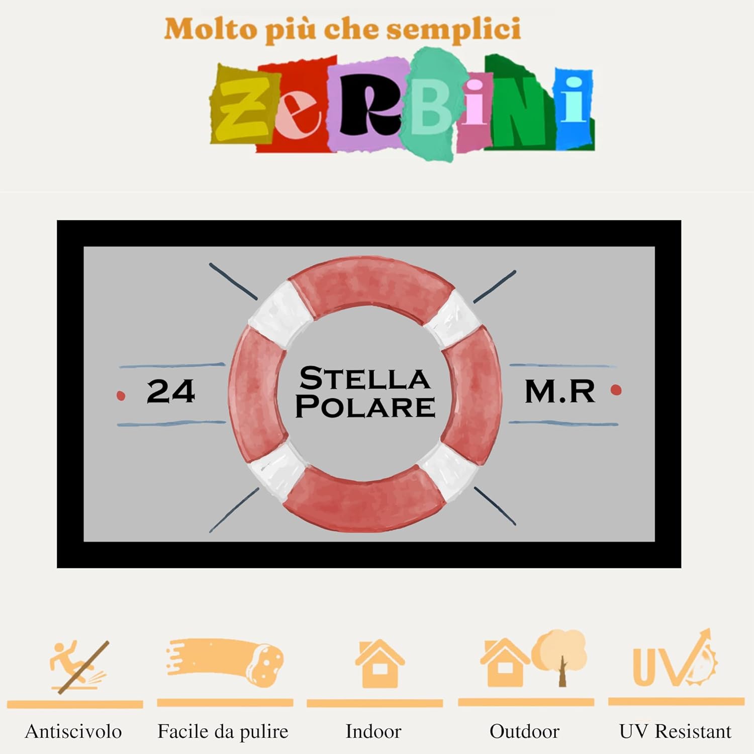 Detalle de Heart Of True A Captain – Zerbino personalizzato per barca 40x70 cm (e 50x80 cm) in gomma riciclata