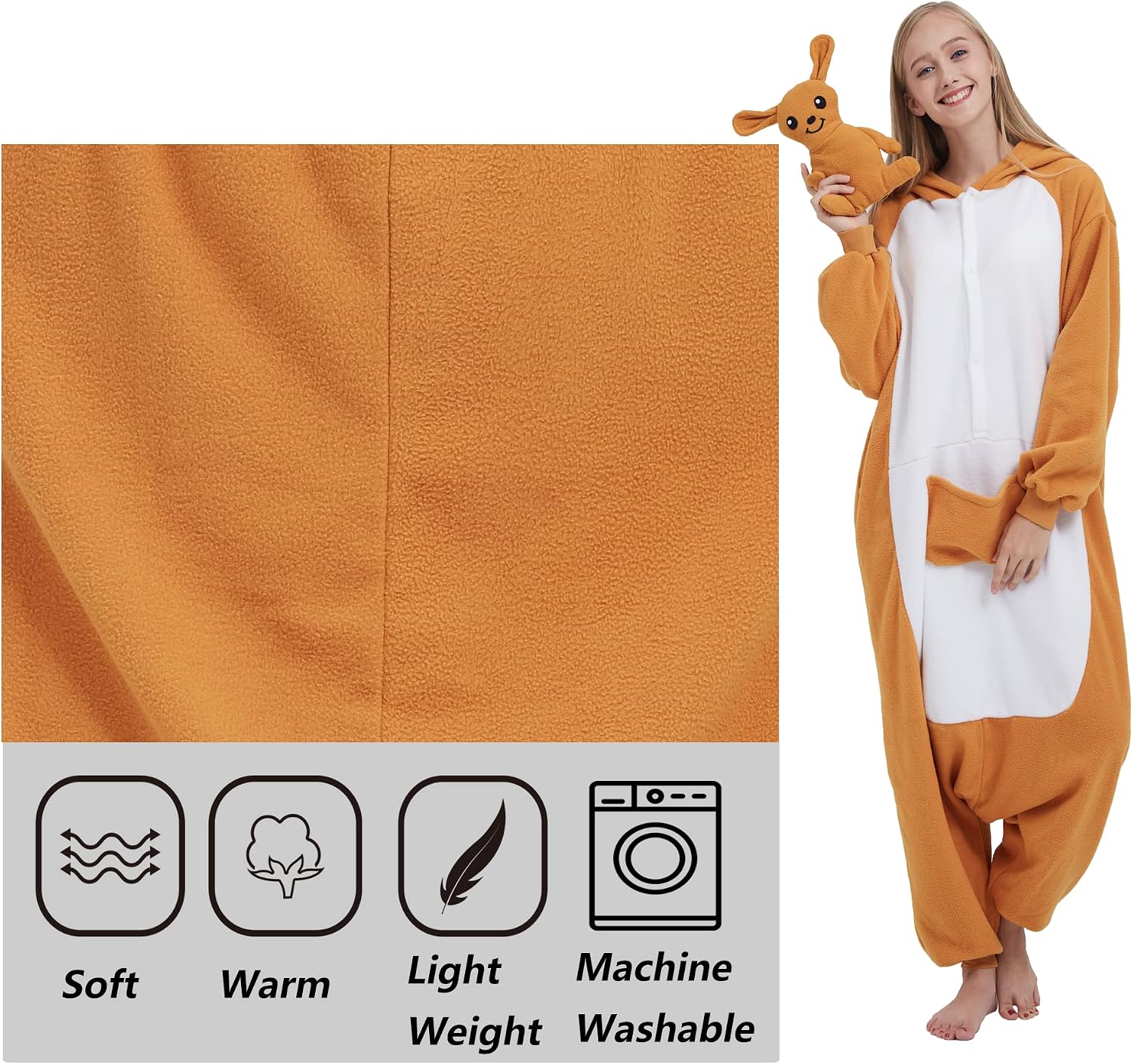 Thumbnail 4 de SimZoo Adult Animal Onesie Pajamas, Polar Fleece with Hood and Pockets