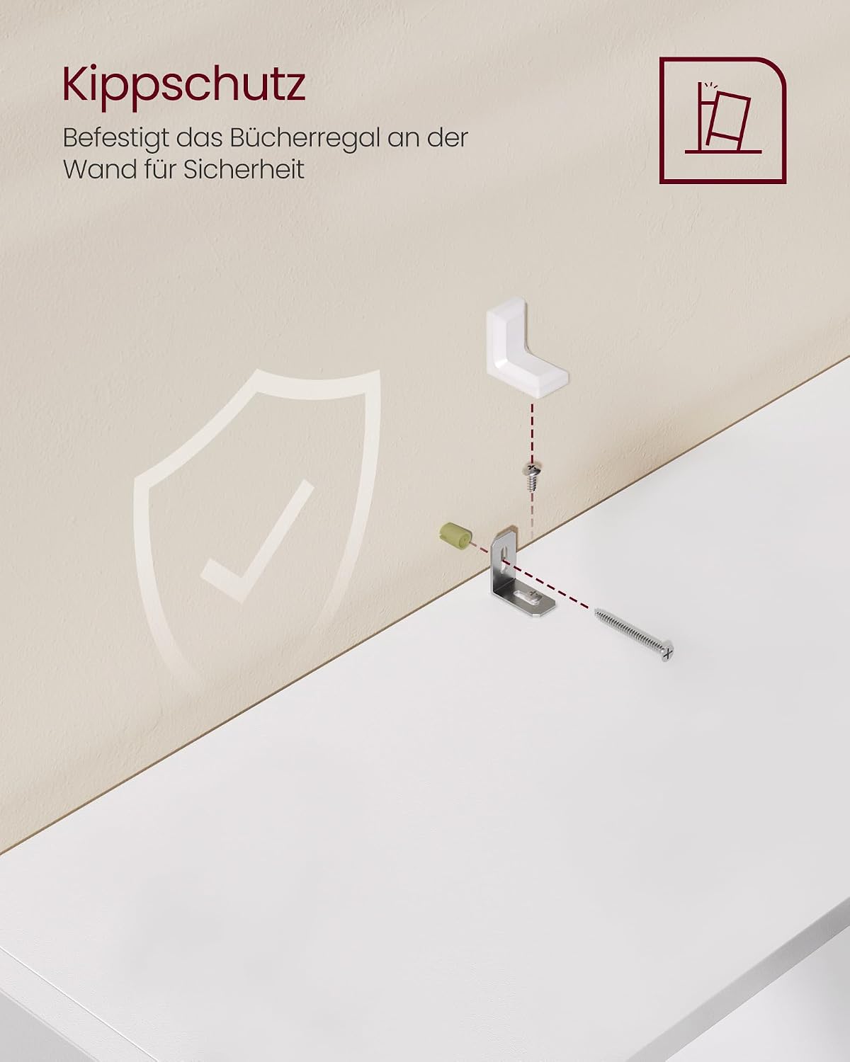 Detalle 2 de VASAGLE Bücherregal LBC164T14 mit 4 Ebenen, verstellbaren Einlegeböden – Standregal für Wohnzimmer, Homeoffice & Schlafzimmer
